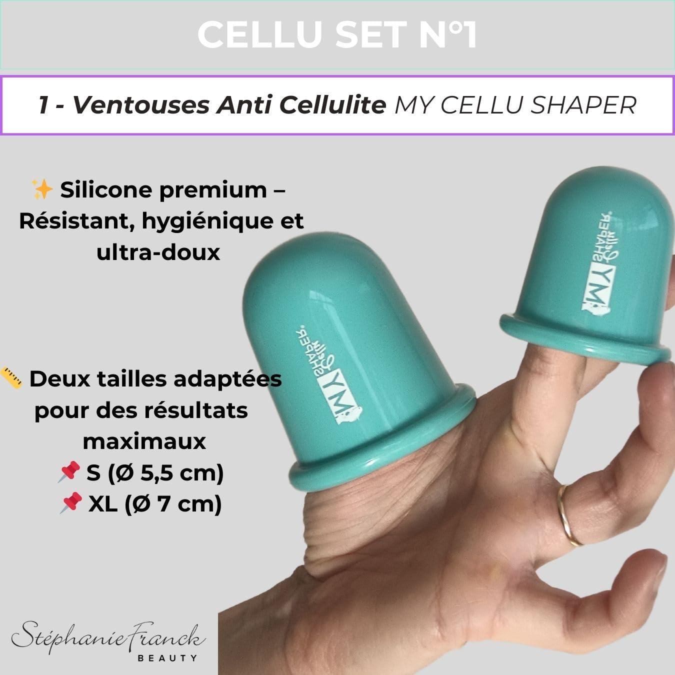 Kit Massage Anticellulite avec Body Roller My Body Shaper + 2 Ventouses My Cellu Shaper – Palper-Rouler, Drainage Lymphatique, Soin Jambes, Ventre, Cuisses, Fesses, Turquoise
