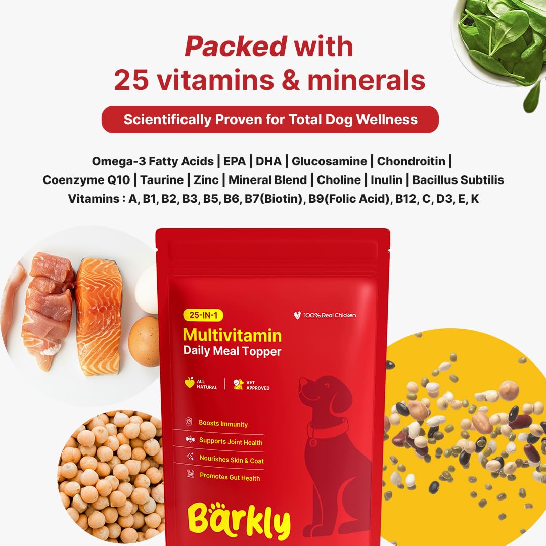 25-in-1 Multivitamin Meal Topper for Dogs | Daily Dog Supplement with Probiotics & Omega 3 | Gut, Skin, Joint & Immunity Support | Gluten Free | No Artificial Preservatives | Vet Approved — Amazon image 5