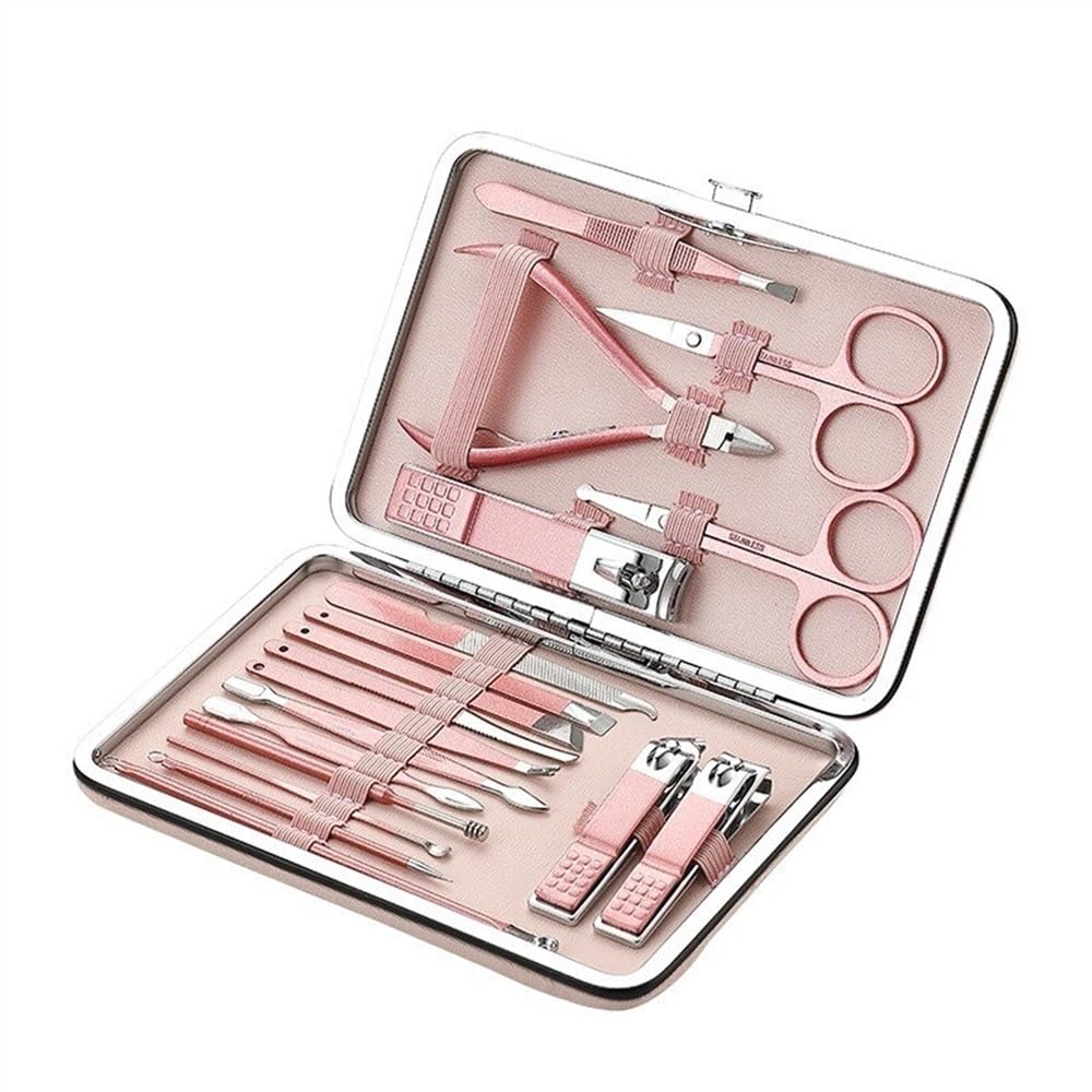 Zestaw do manicure pedicure ze stali nierdzewnej, 18 sztuk, ze stali nierdzewnej, łyżka do uszu domowego, nożyczki dla mężczyzn, nożyczki do paznokci, różowe złoto