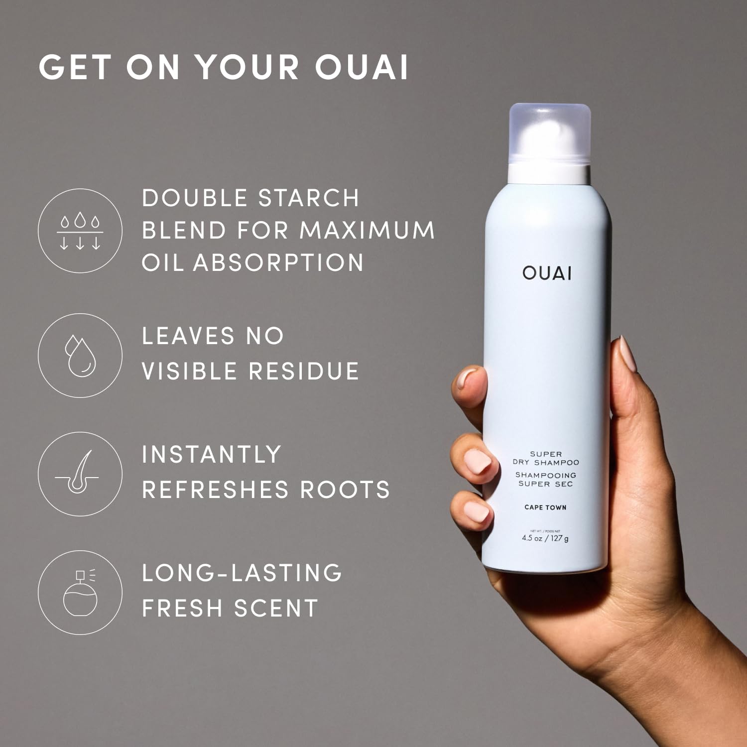 OUAI Super Dry Shampoo for Oil, Dirt and Sweat Absorption