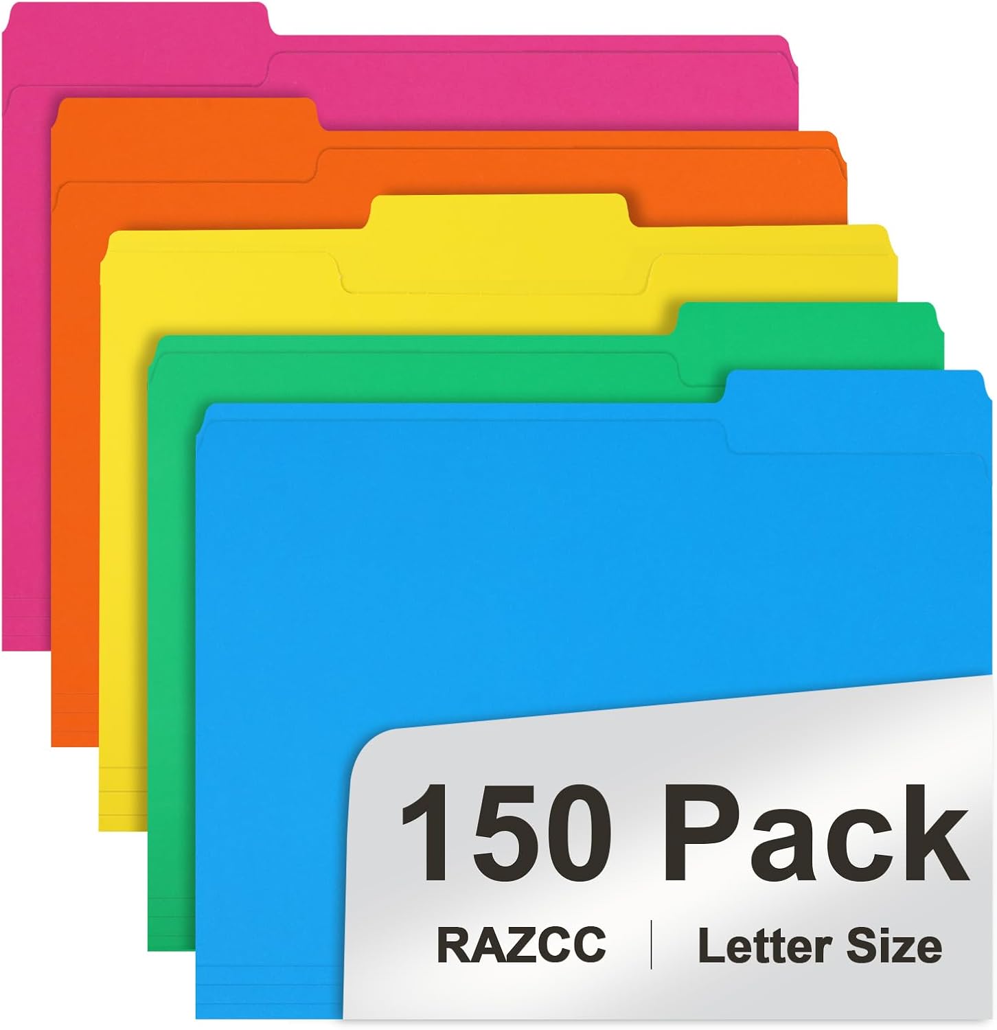 File Folder, RAZCC 150 Pack 1/3 Cut Tab Colored File Folders, File ...