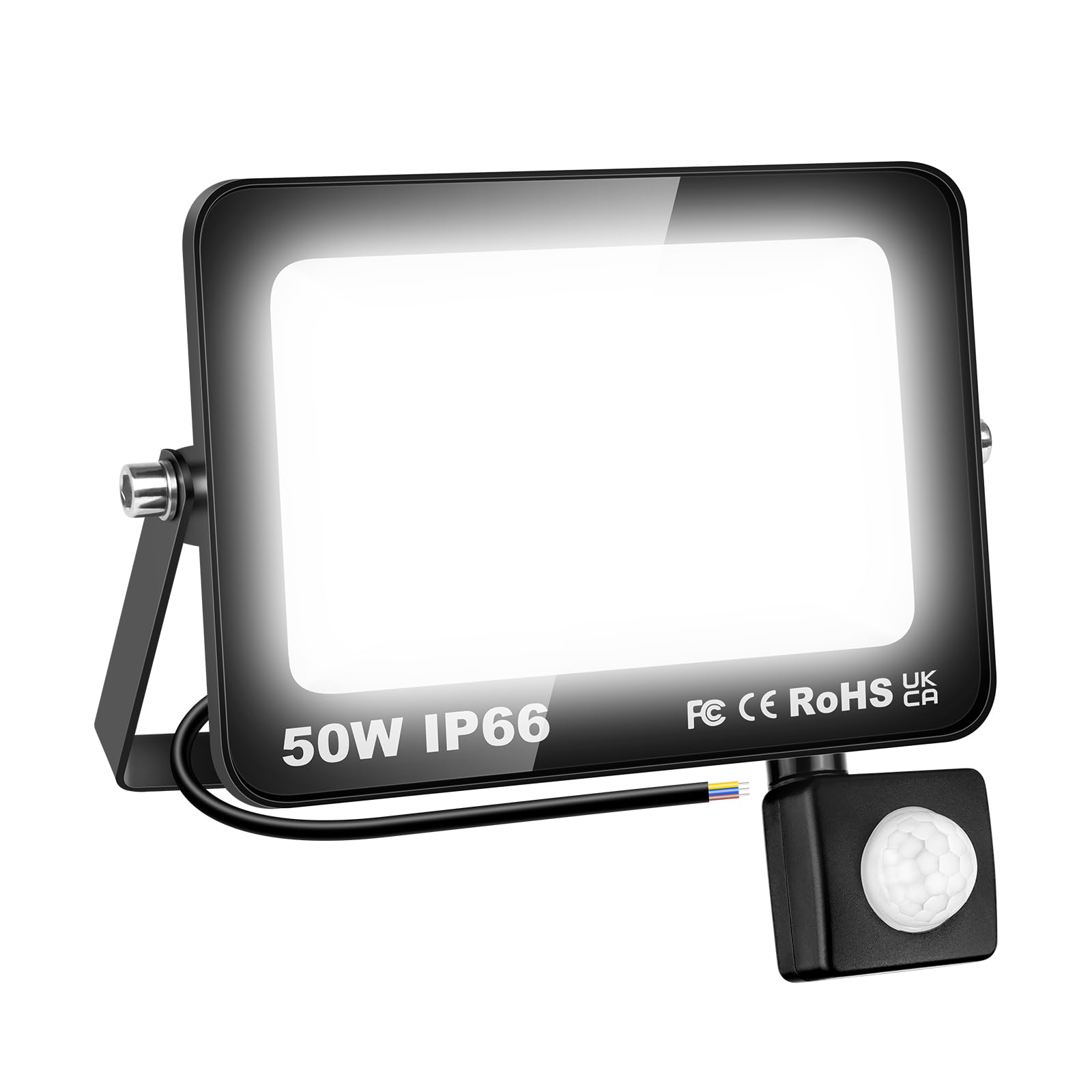 RIGIDON 50W LED Floodlight with Motion Sensor, 5000LM 6000K Cold White Outdoor LED Spotlight with Sensor IP66 Waterproof, Outdoor Security Lighting for Garden, Patio, Garage, Terrace