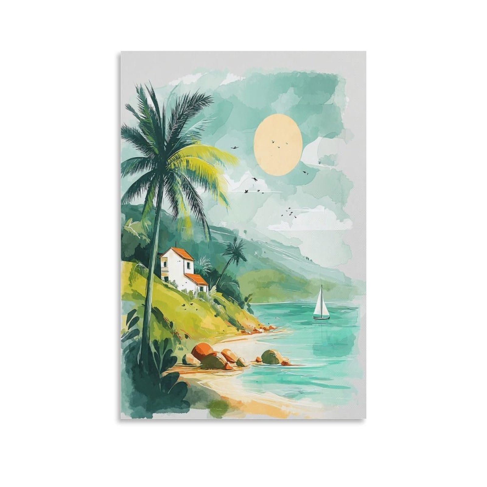 LCYNNH Saint Vincent 24x36inch(60x90cm) Vintage Travel Poster Watercolor Canvas Art