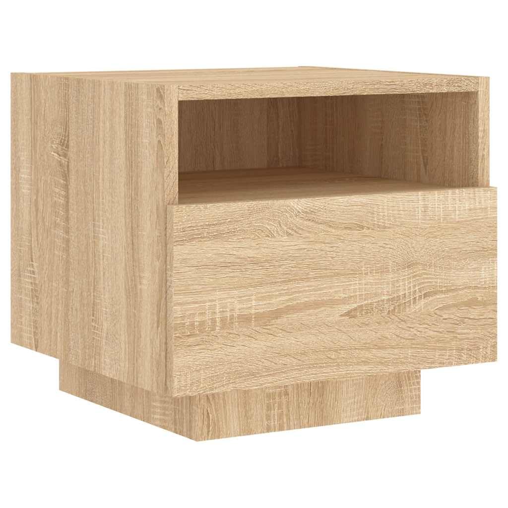 VIDAXL Bedside Cabinet Sonoma Oak - Brown - LED Lights
