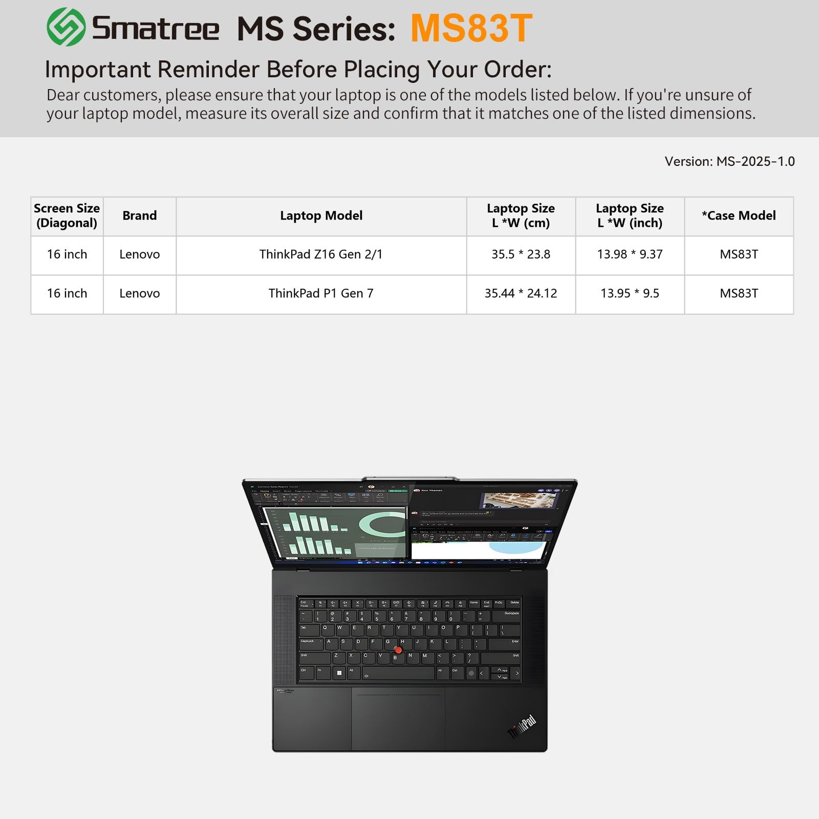 Smatree MS83T Etui z podstawką 16 cali do Lenovo ThinkPad Z16 Gen 2/1