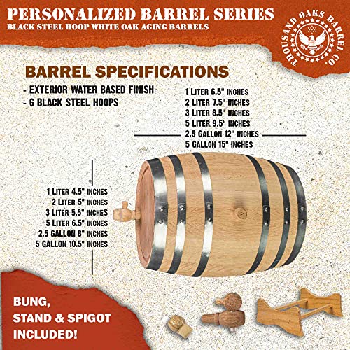 image for Thousand Oaks Barrel Co. Personalized 1 Liter Oak Aging Barrel Dispens