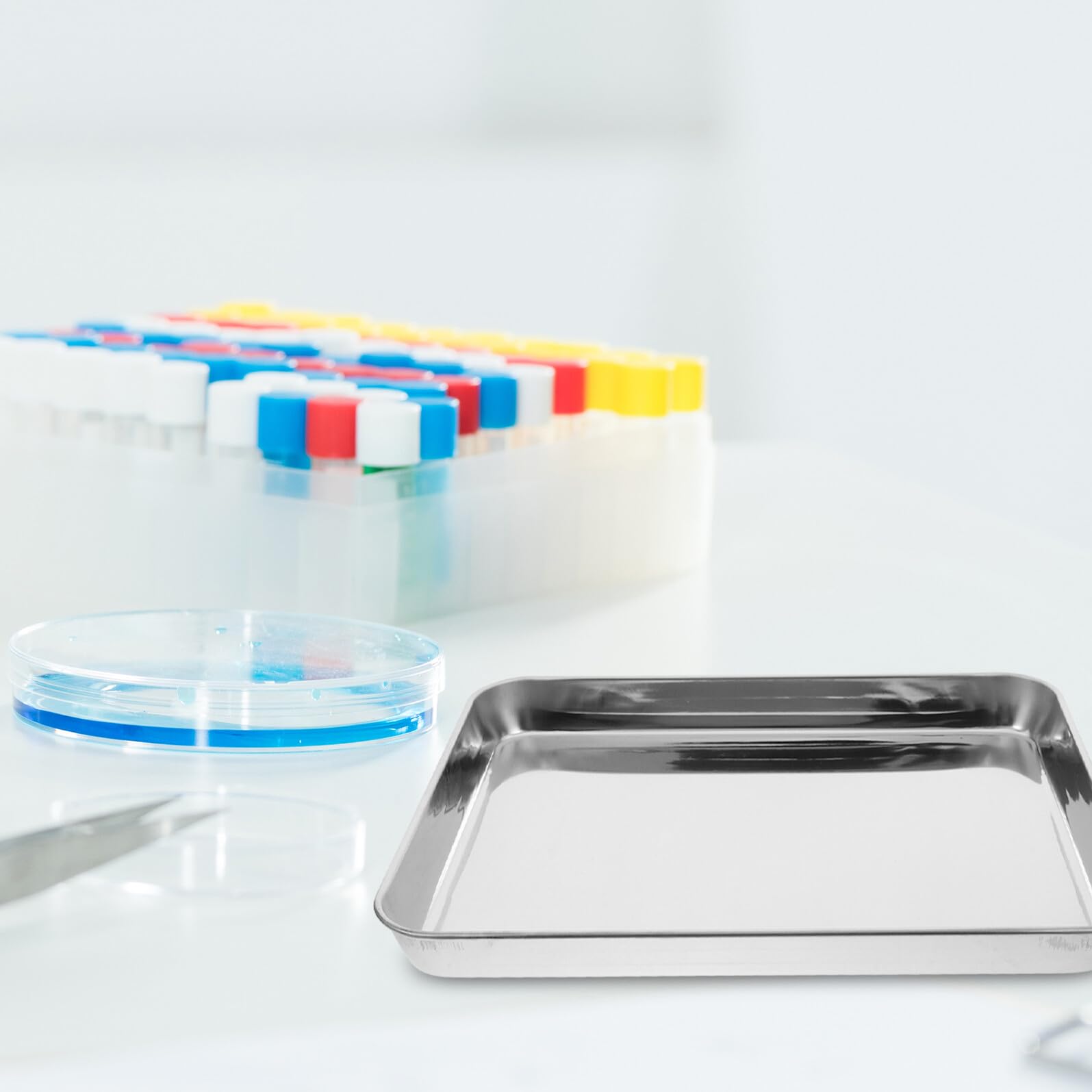 Vassoio per Strumenti Medici in Acciaio Inossidabile Rinforzato Piatto Metallico Multifunzione per Laboratorio Design Antiribaltamento e Facile da Pulire