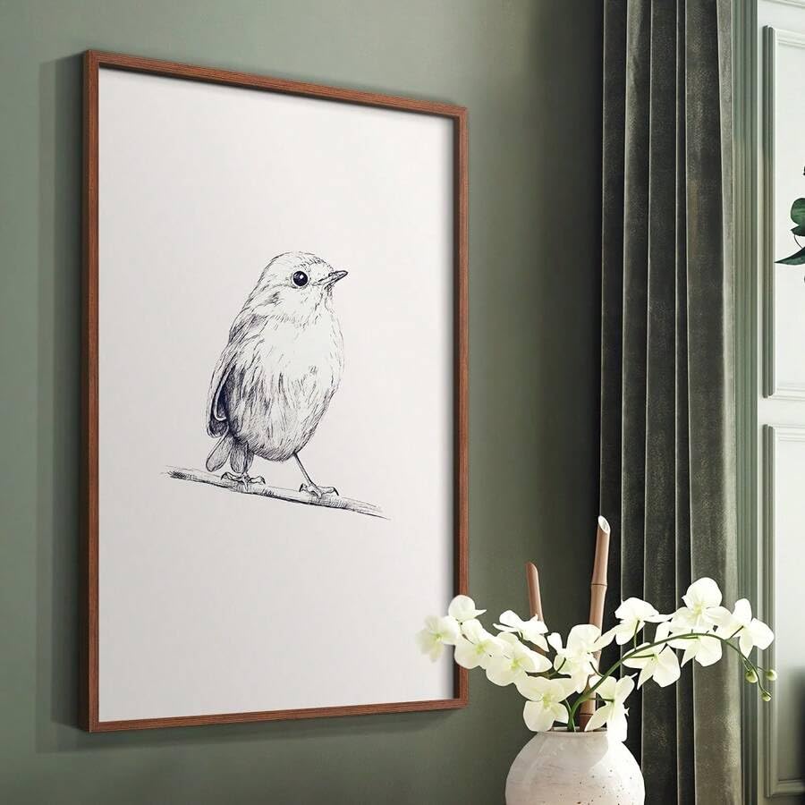 Peinture minimaliste oiseau noir et blanc XINBAO pour habiller un grand mur vide avec élégance