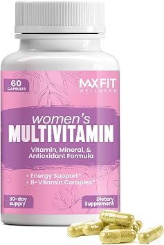 MAX FIT Womens Multivitamin Complete Multivitamin for Women 50+ with Essential Vitamins A, B, C, D, E, Calcium & Iron Supports Energy, Mood, Hair, Skin, Nails & Overall Health 60 Capsules
