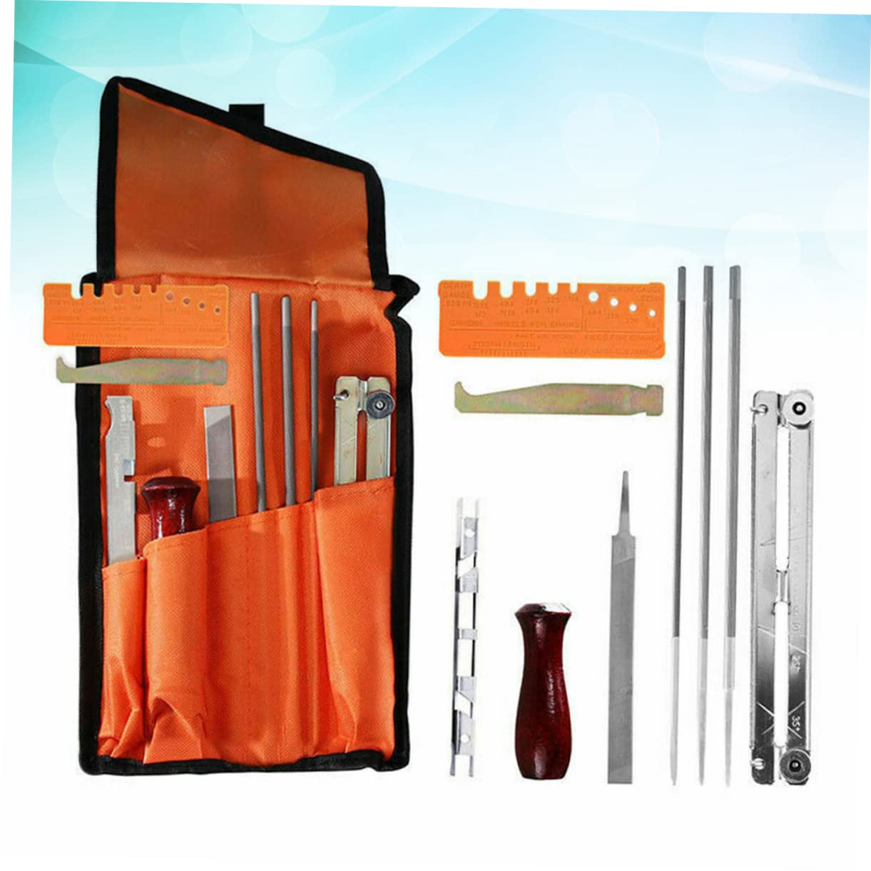 Kit Di Affilatura Per Lima Per Motosega 10 Pezzi Lima Durevole in Metallo Kit Di Affilatura Per Catene Strumento Portatile