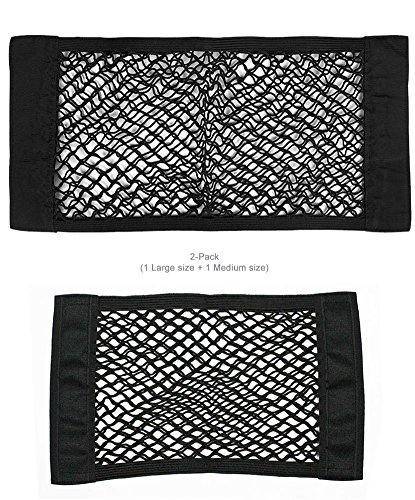 JAVOedge (2 Pack - Medium & Large NET Hook and Loop Adhesive Tape Storage Net Car Accessories Organizers, Car/Truck/RV