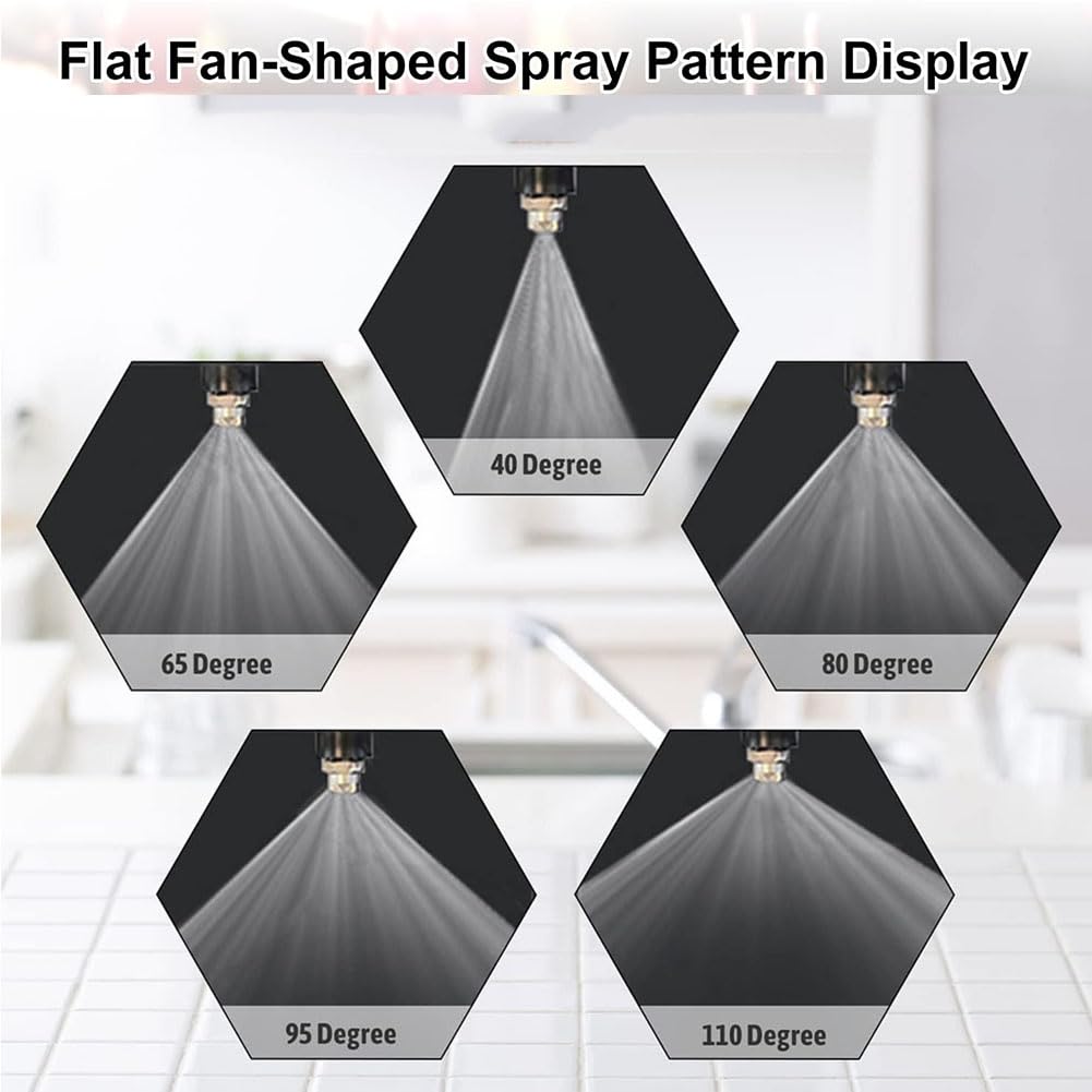 Ugelli di nebulizzazione ad alta pressione, ugello piatto ad alta pressione in acciaio inox 304, 65°, 80°, 110°, 10 pezzi, filettatura esterna 1/8" e 1/4", 95° (1/8 filettatura esterna 9,5 mm