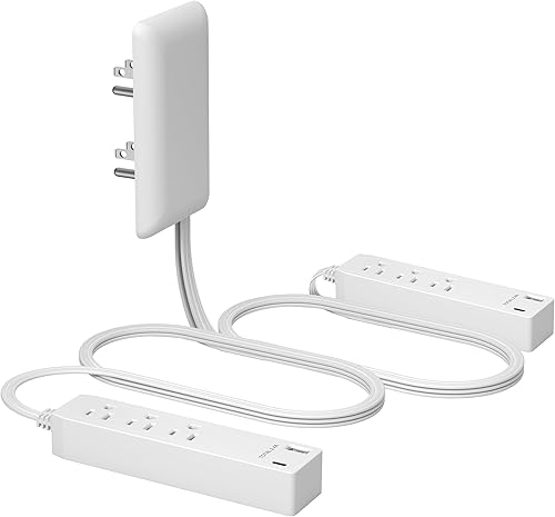 Miniatura 30 de LIDER Extensor de salida protegido contra sobretensiones, regleta de alimentación de 4 salidas, USB tipo A de 21 W y 2 puertos USB tipo C, enchufe