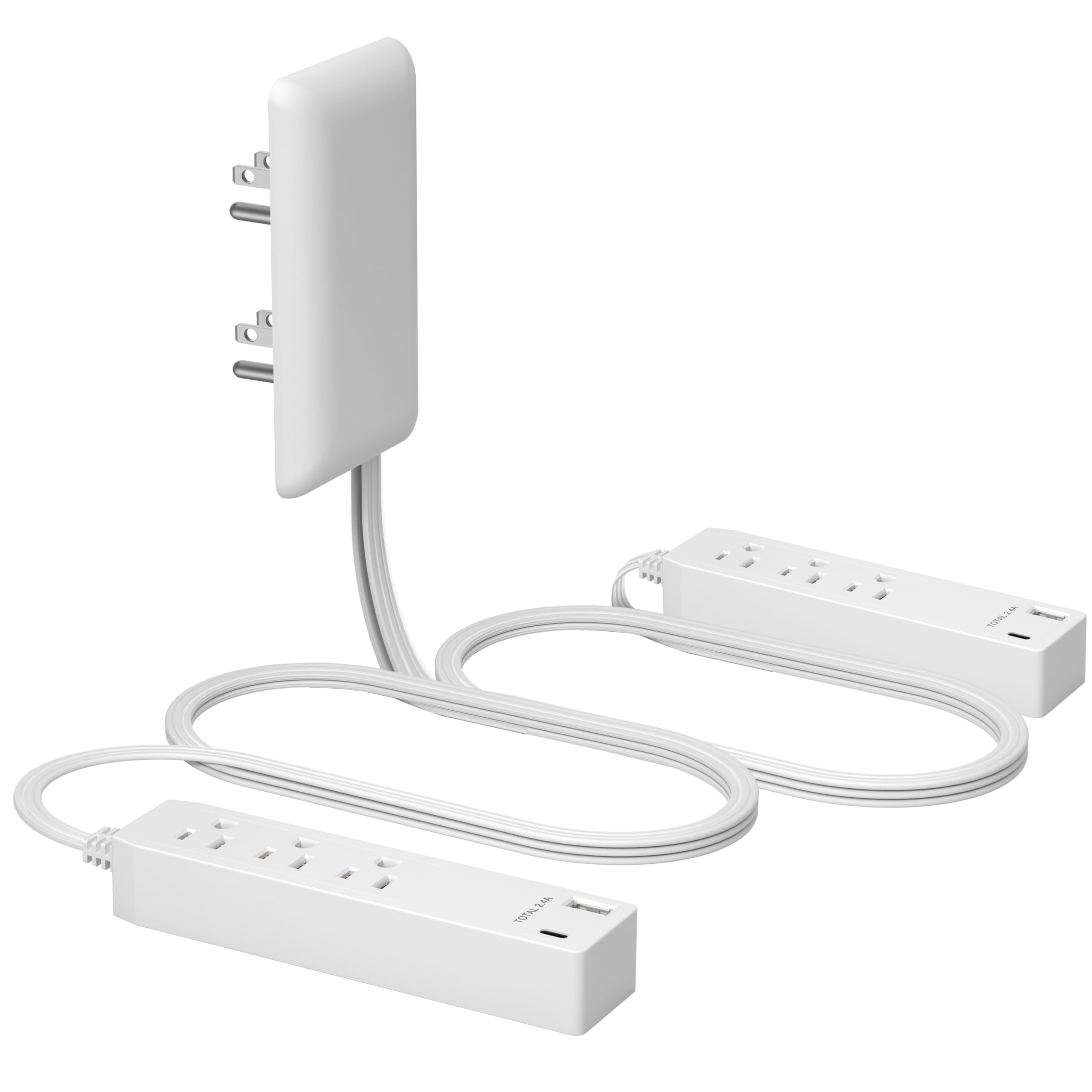LIDER 3 Steckdosenverlängerung, 2 Steckdosenleiste mit USB Typ A und Typ C Ladegerät, USB-Anschluss, ultradünner Wandstecker mit Kabelverlängerung, Steckdosenleiste mit 3 Steckdosen, Gesichtsplan