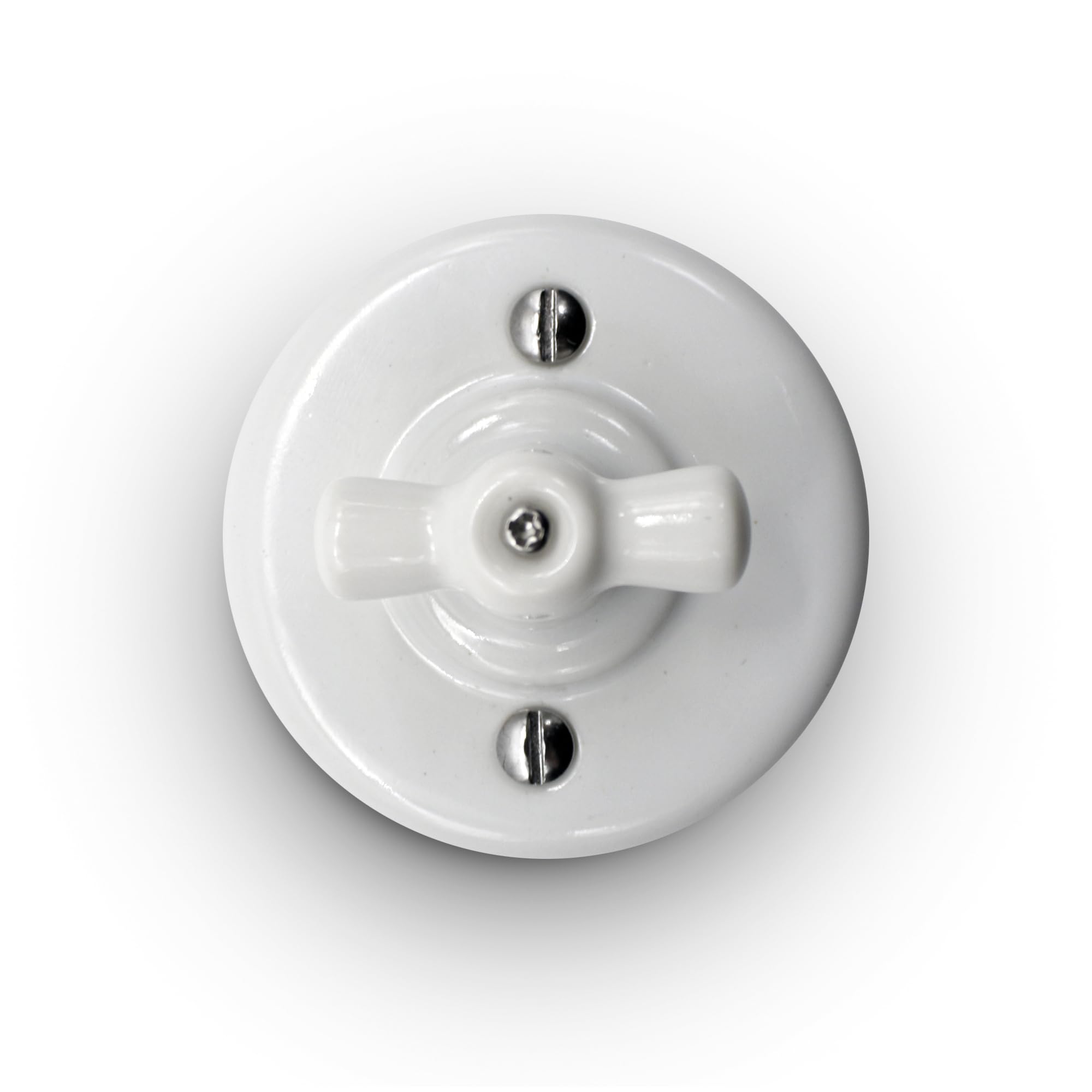 DOJA Barcelona Interruptor de luz de aspecto vintage, pack 1, retro, blanco, 10 A, cerámica, para pared