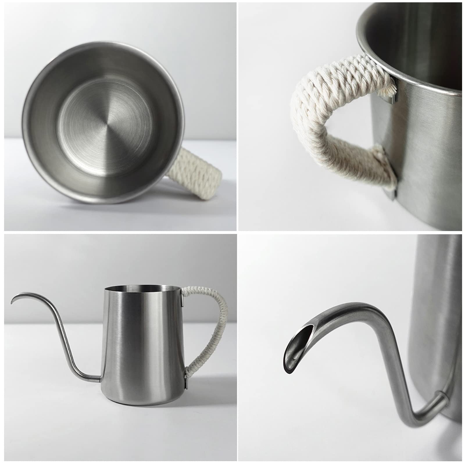 Juego De Cafetera con Hervidor De Cuello De Cisne Soporte De Filtro Hueco De Acero Inoxidable con Filtros De Café De Papel, Juego De Cafetera Manual De Bricolaje para Amantes del Café
