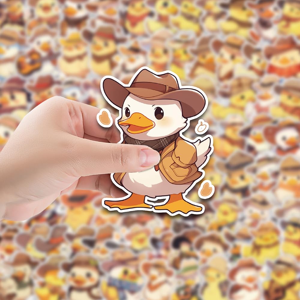 Trendy Cowboy Duck Vinyl Stickers, 100 PCS Waterproof Cartoon Animal Decals for Laptops Scrapbooking, Journals, Notebooks - Image 3