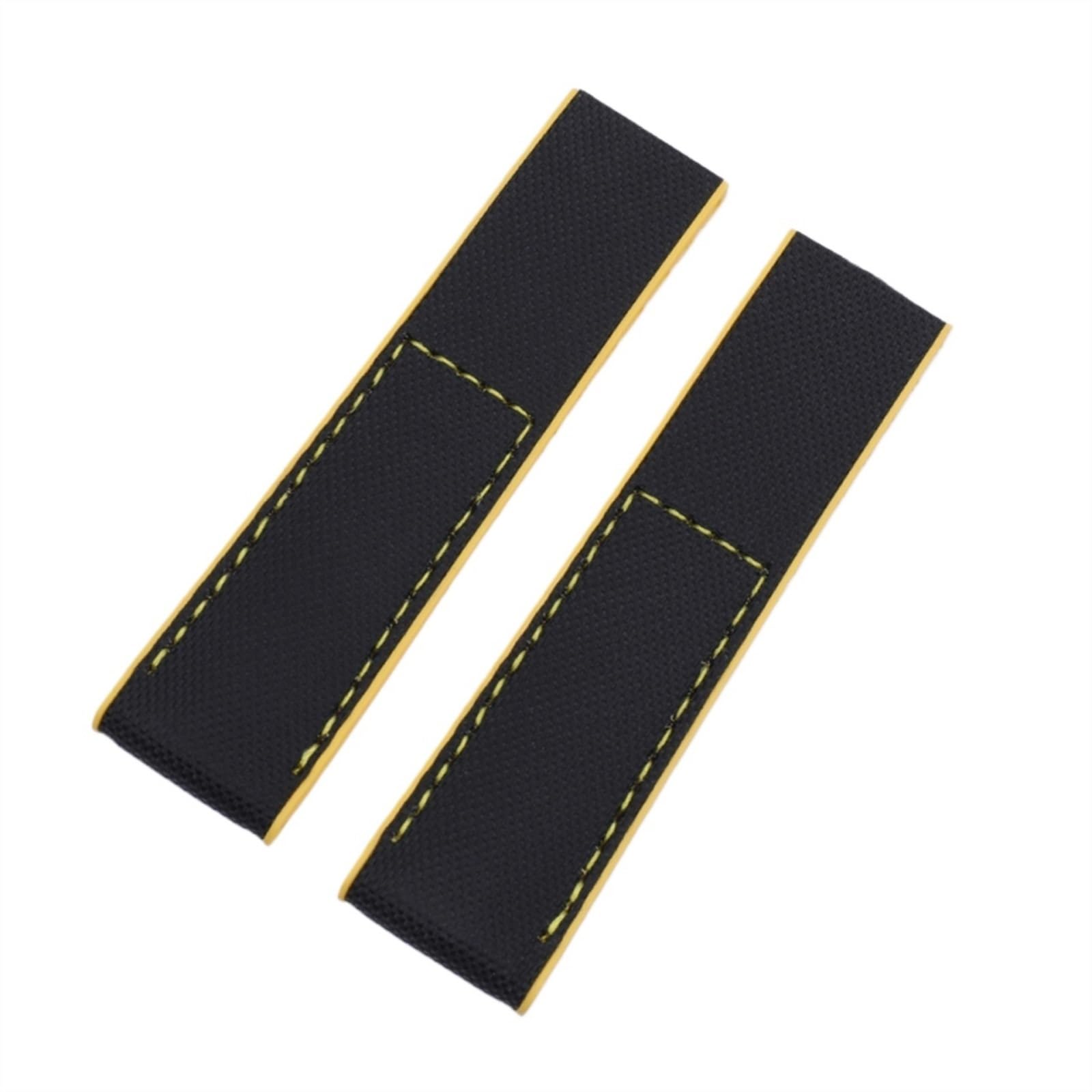Run Ken Bracelet de montre en nylon ou en cuir véritable, 22 mm ou 24 mm, boucle pliante(Blk yellow edge,22MM_MATT SILVER BUCKLE)