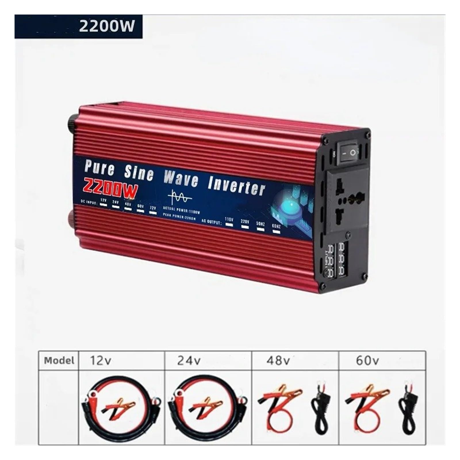 Inversor Corriente Convertidor Voltaje Portátil CC A CA 50 Hz/60 Hz para Coche Inversor Solar Onda Sinusoidal Pura 12 V 220 V 110 V 2000 W 4000 W 5000 W Convertidor(12V,220V 50HZ,2200W)