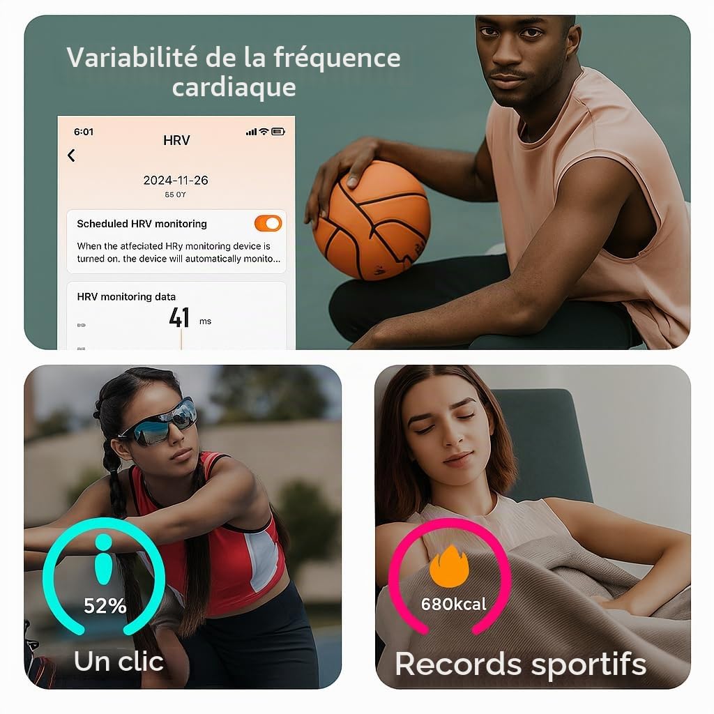 Elprico Tracker d'Activité sans Écran, Bracelet Connecté avec Suivi du Sommeil, Étanche 10m, Autonomie 45 Jours, Capteur Fitness pour Homme Femme