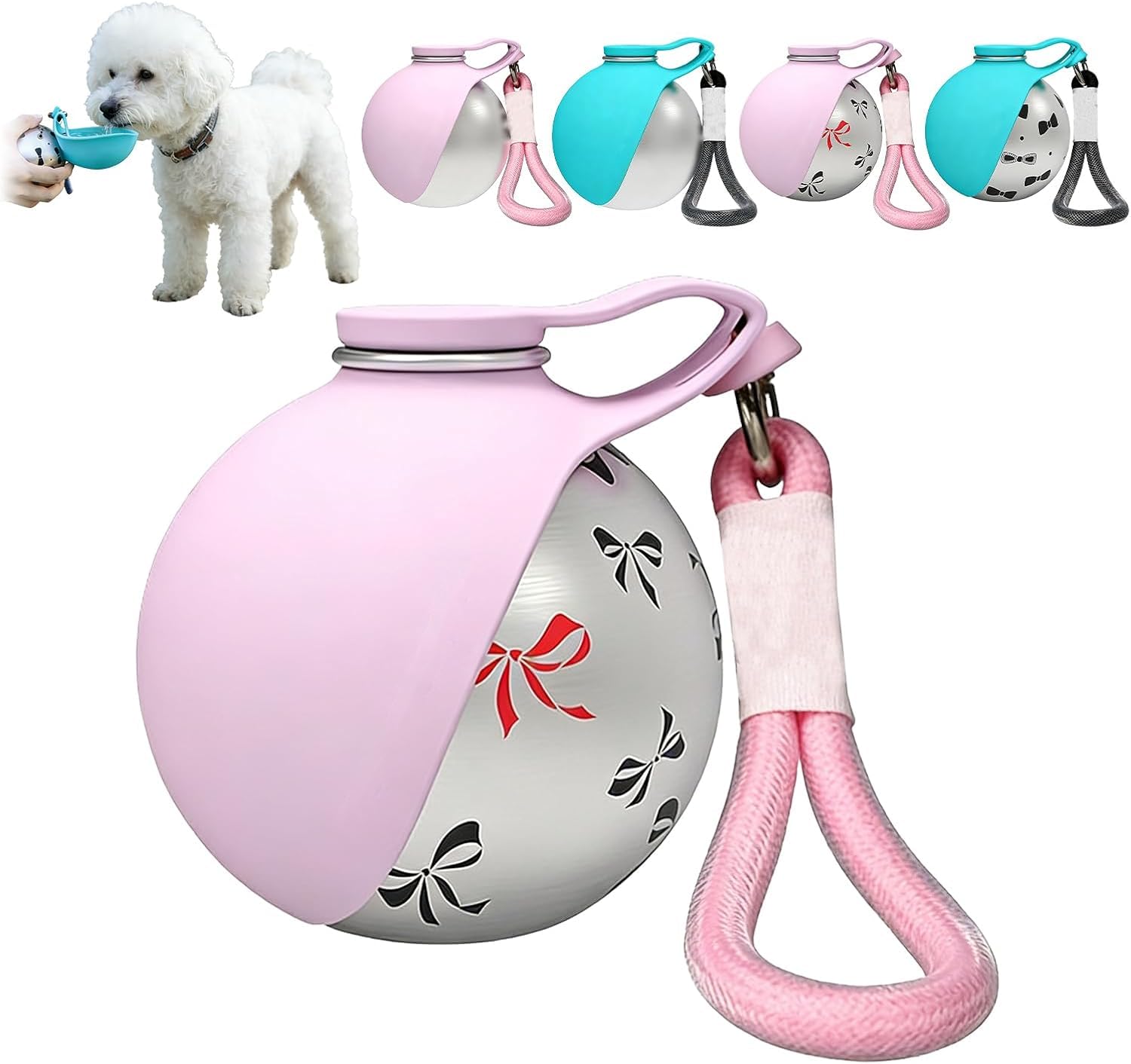 2-in-1 Portable Dog Water Bottle, 285 ML Leak Proof Foldable Stainless Steel Pet Travel Water Dispenser with Silicone Bowl for Walking Hiking Outdoor Adventures (C)