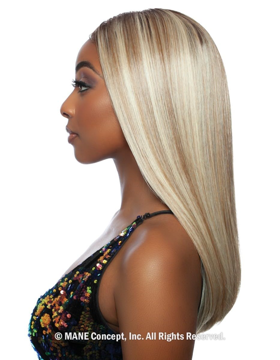 Mane Concept Red Carpet Synthetic Blonde Harmony HD Lace Wig Long Straight 24"" - RCBH271 ASHLEY (1B), 1B Off Black