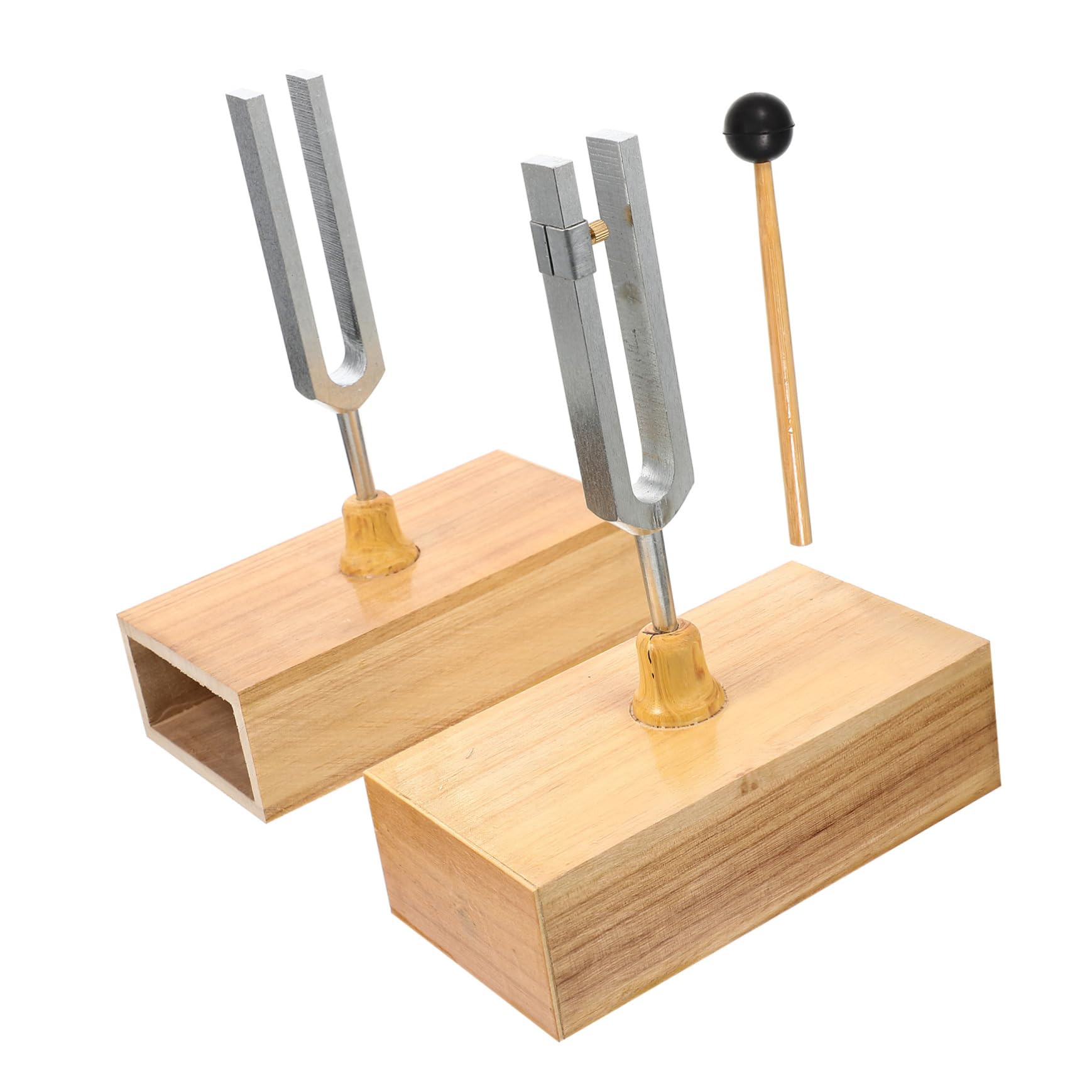 Stimmgabel 440hz Resonanz für Physik und Lehrversuche, 1 Satz | Metall und Holz, mit Hammer und Holzsockel, Klare Tongebung, Stabile Aufstellung