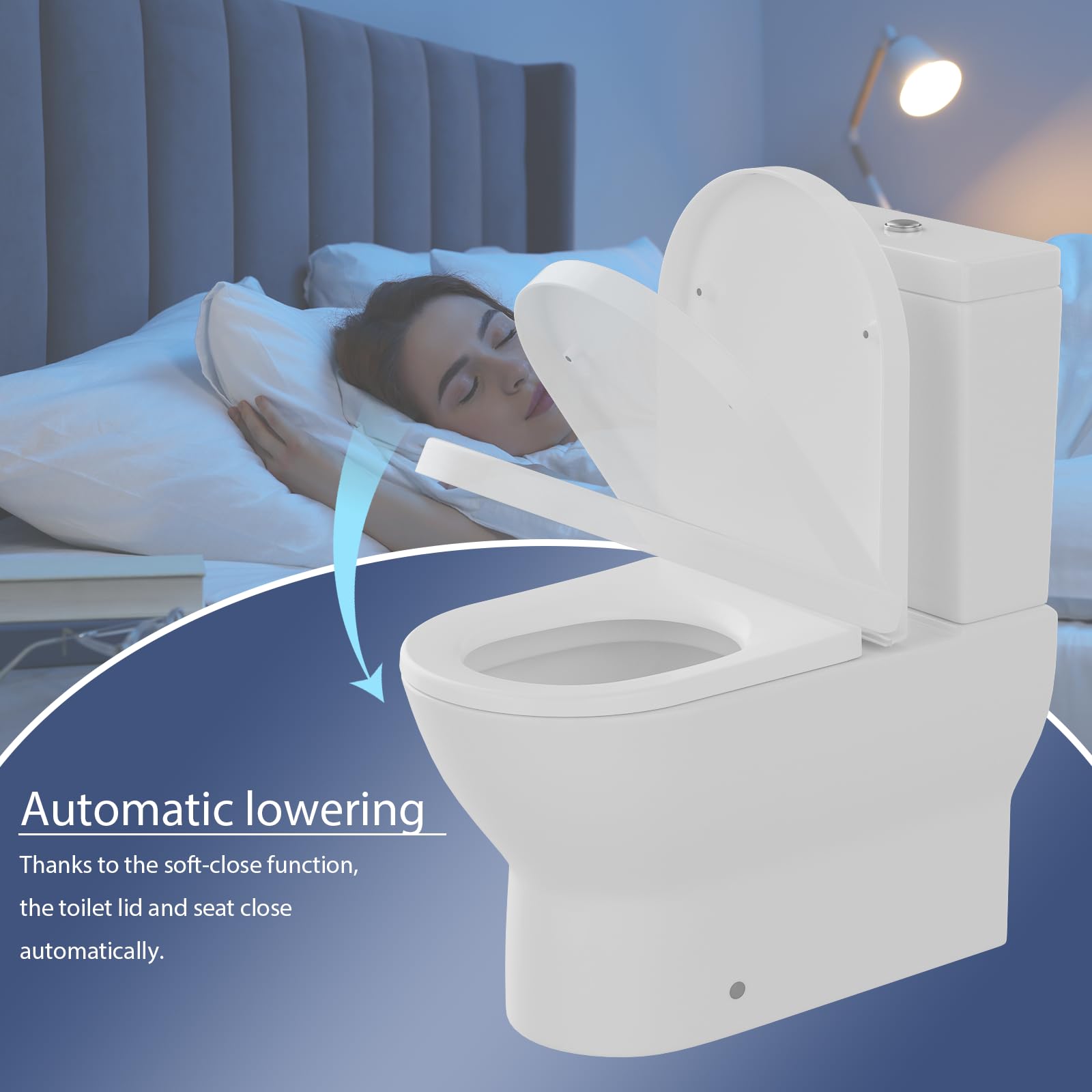 Toilet Seat Soft Close D Shape with Quick Release for Easy Clean Universal Toilet Seat White with Adjustable Stainless Hinges - Image 2