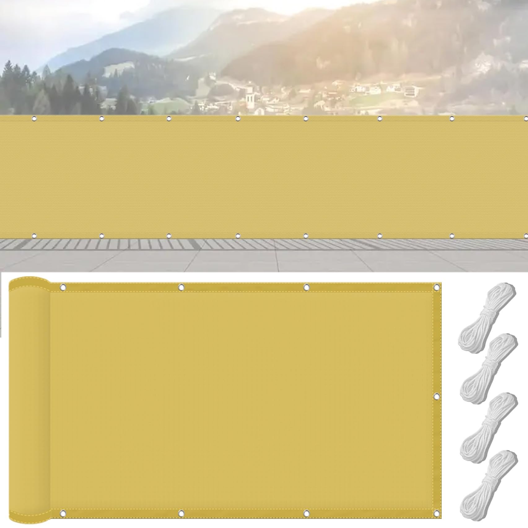 Żagiel Przeciwsłoneczny 195 x 220 cm 98% Odporności Na Promieniowanie Uv, Wiatroszczelność, Wodoodporność, Prostokątny Baldachim Markizy, Na Zewnątrz, Do Ogrodu, Piaskowy żółty