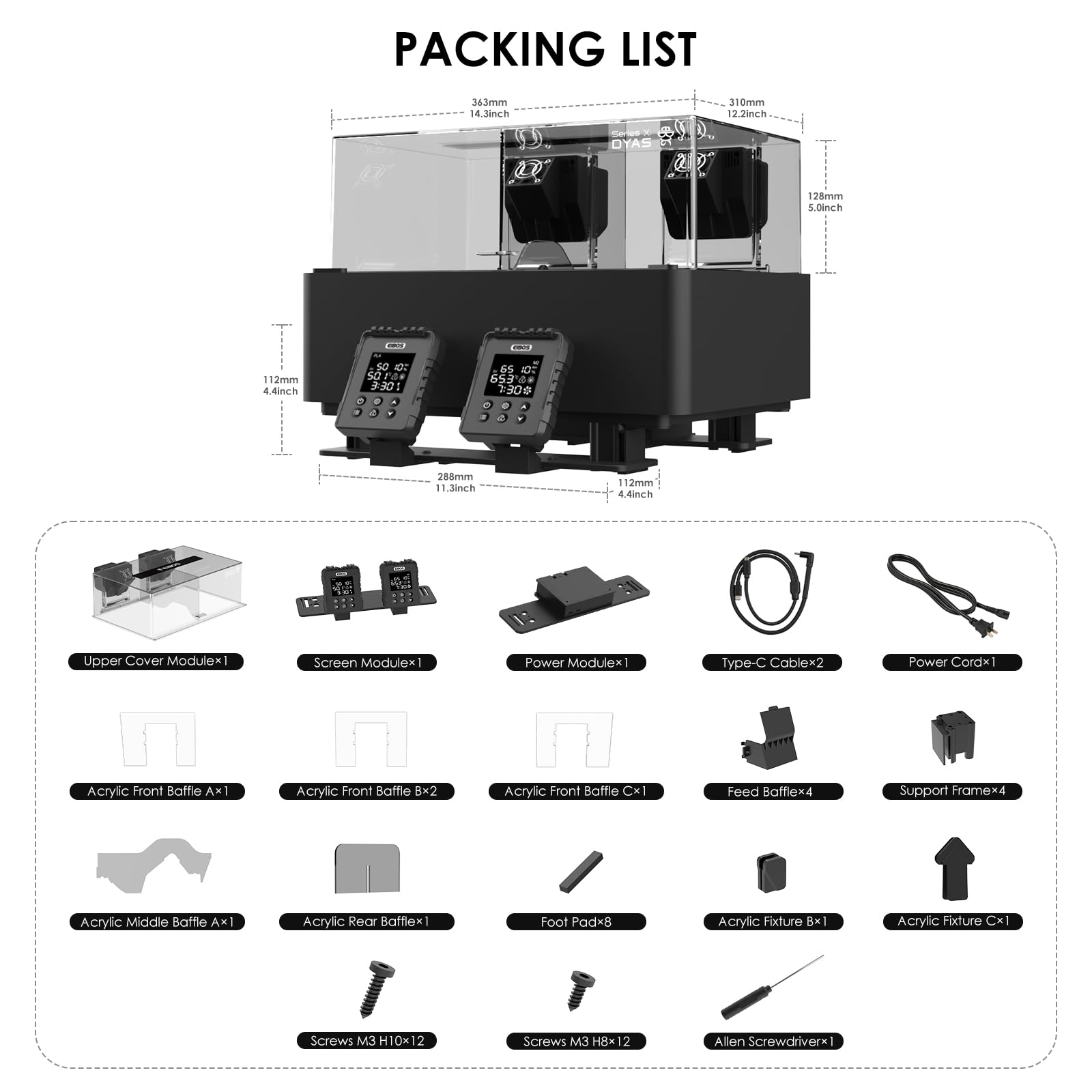 【EIBOS Official】3D-Drucker-Filamenttrockner Dyas, AMS-Heizungs-Upgrade für Bambu Lab AMS, Trocknen während des Druckens, zwei unabhängige Kammern, energiesparend, für 4 Spulen Nylon, PLA, PETG