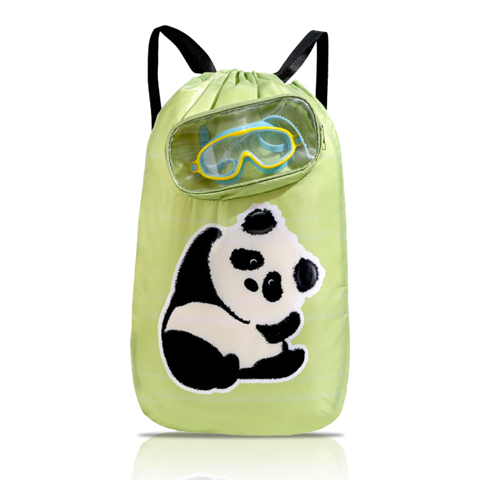 Panda dei Cartoni Animati Borsa Piscina, Borsone Piscina, Zaino Piscinas Bambino, Borsa da Nuoto Asciutta e Bagnata, Grande Capacità con Busta Trasparente per Sport Viaggi, Scuola, Nuoto