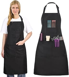 Noverlife Hair Stylist Apron with 4 Pockets, Hair Resistant 34 Inch Long Dog Grooming Apron Hairdresser Aprons for Salon