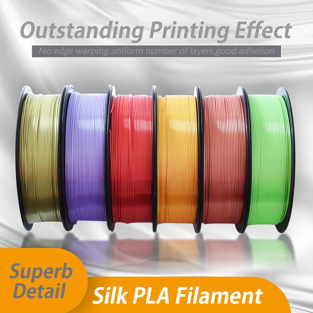 Filamento De Impresora 3D PLA De Seda De 1,75mm(+/- 0,02 mm)|Suministros De Impresión 3D con Textura De Seda Suave| Accesorios para Impresoras 3D Fáciles De Usar,Blanco Seda,PLA DE Seda 1KG(2.2lb)