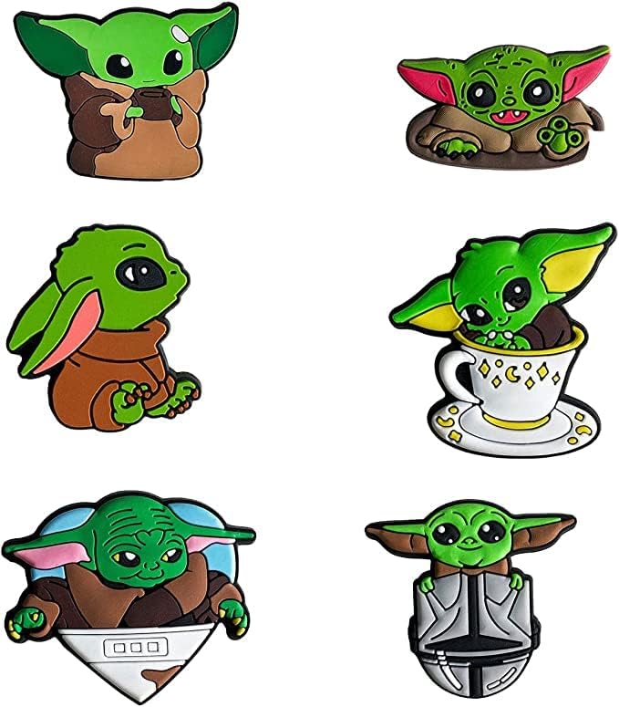6pcs Baby Yoda Crocs Charms Crewmates Button Charms for