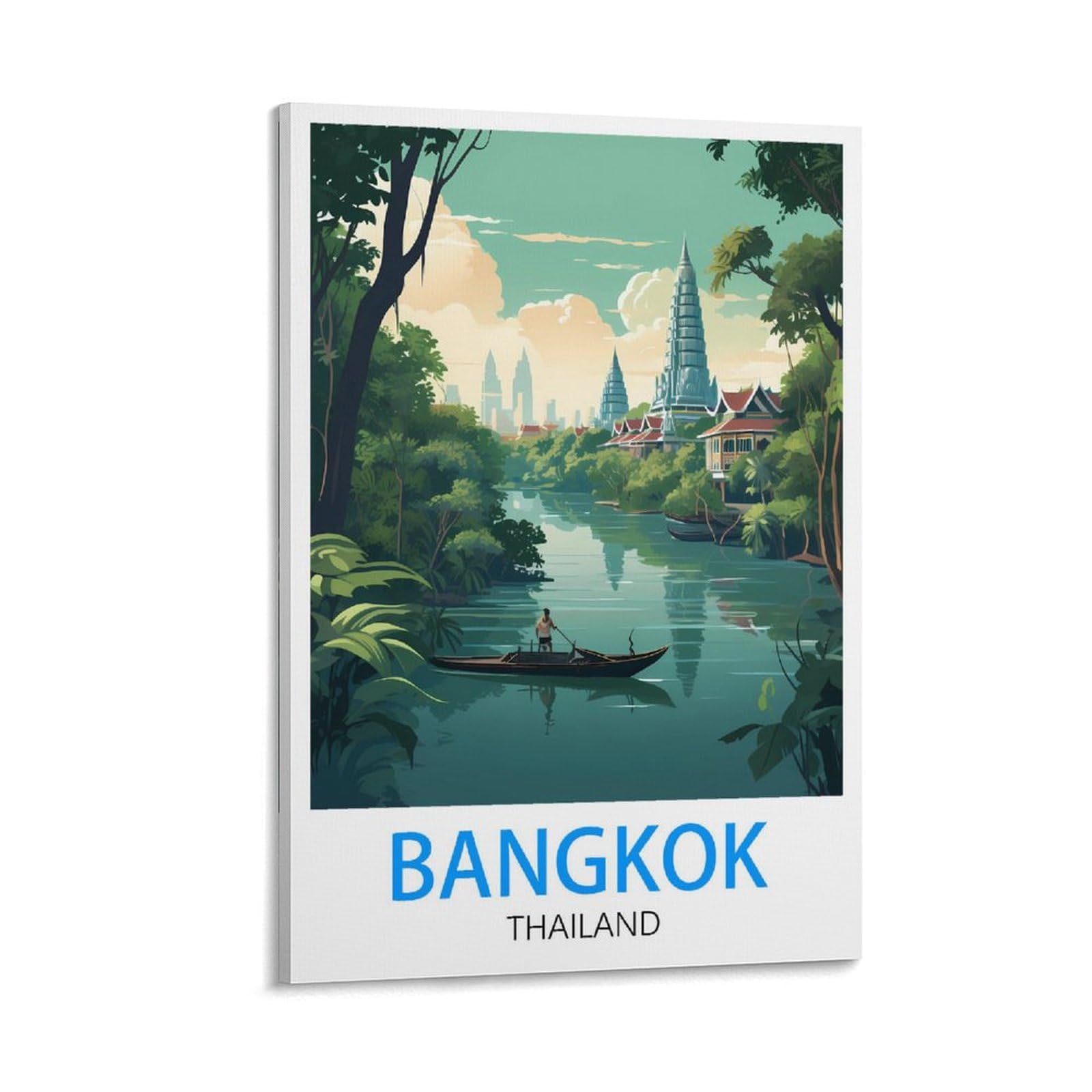 LNMNJESG Bangkok Thailand Vintage Travel Poster 08x12inch(20x30cm) Canvas Painting Wall Art, Wall Decor Pictures Prints for Living Room Bedroom