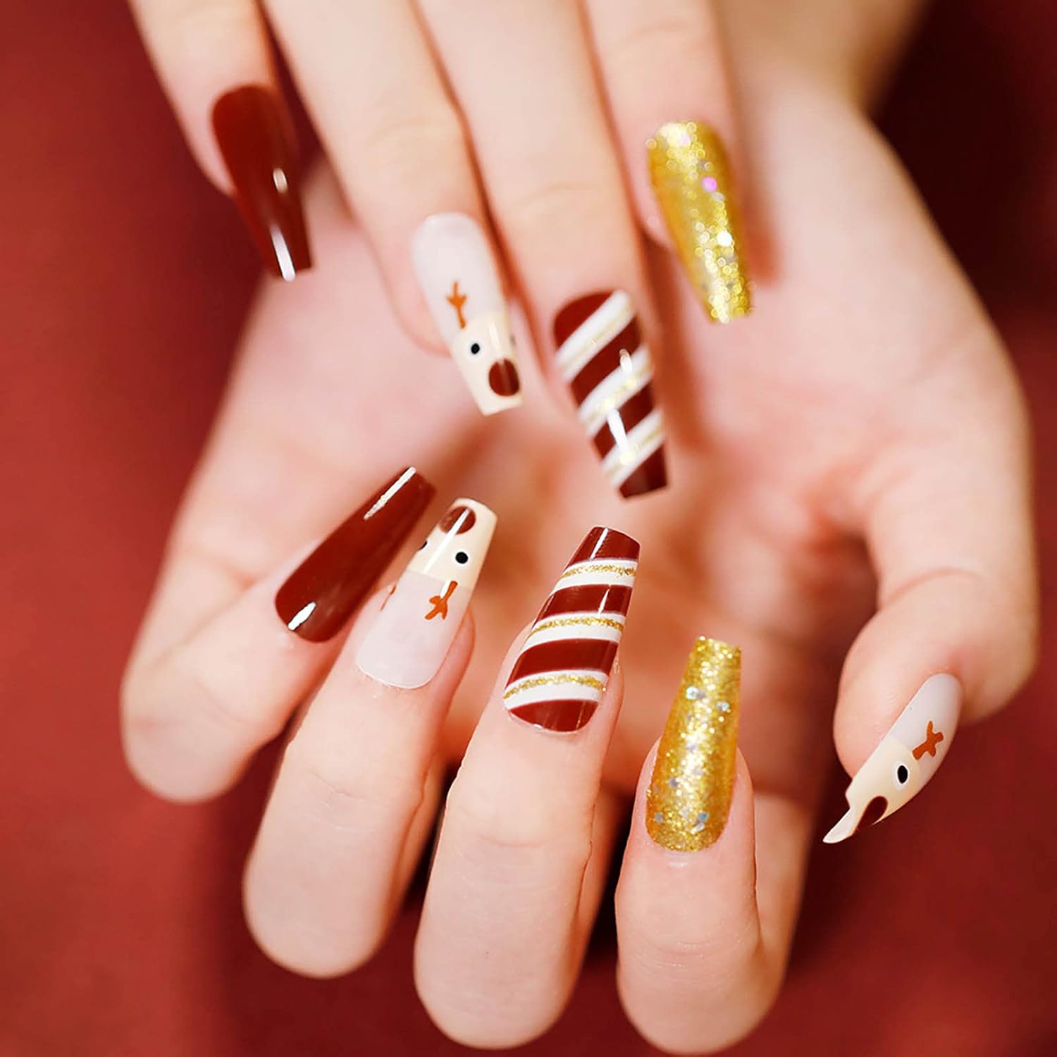 Amazon Com Acenail Long Coffin Press On Nail Snowflake Red Glossy Fake Nail Ballerina Matte False Nails Elk Glitter Acrylic Full Cover Nail Christmas Nail Accessories For Women And Girls 24pcs Elk Amazon Com Acenail Long Coffin Press On Nail Snowflake Red Glossy Fake Nail Ballerina Matte False Nails Elk Glitter Acrylic Full Cover Nail Christmas Nail Accessories For Women And Girls 24pcs Elk