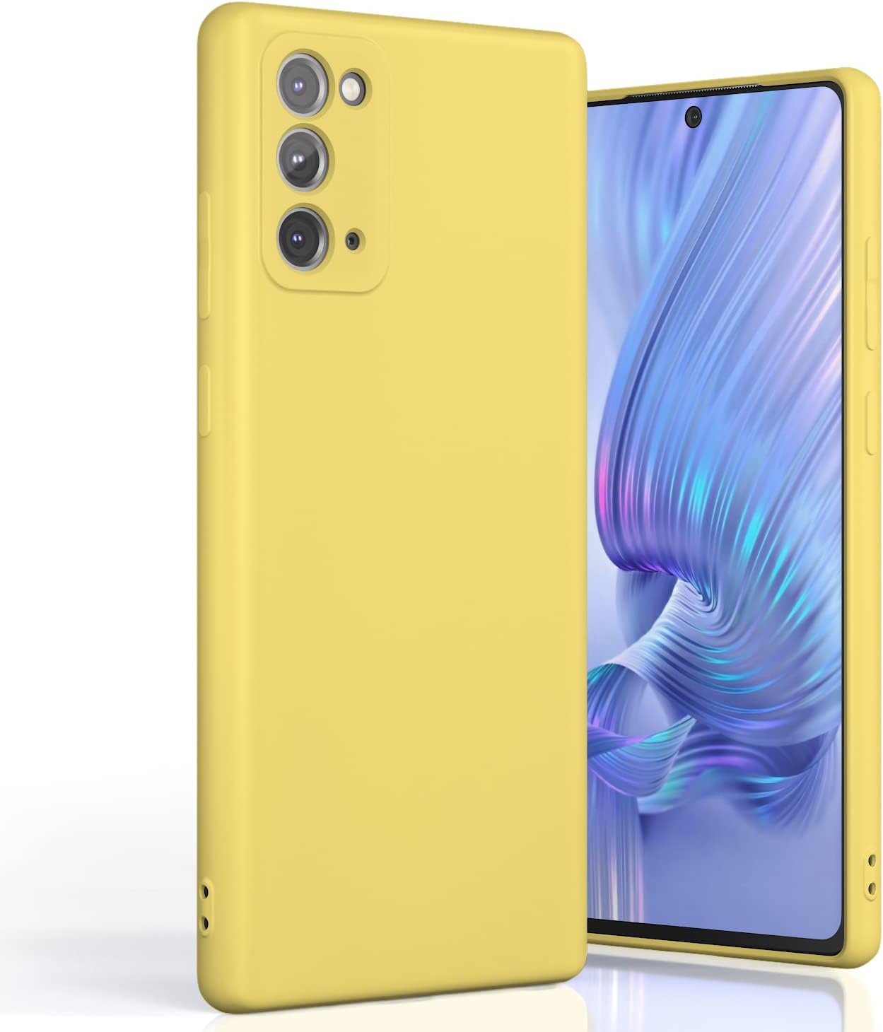 - for Galaxy Note20 Case, Liquid Silicone Slim Soft TPU Fit Full Body Protection Shockproof Phone Cover for Galaxy Note 20 6.7" 2020 (Yellow)