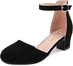 Girls Dress Shoes Closed Toe, High Chunky Kids Heels for Girls, Ankle Strap Wedding Party Pump Flower Girl Shoes