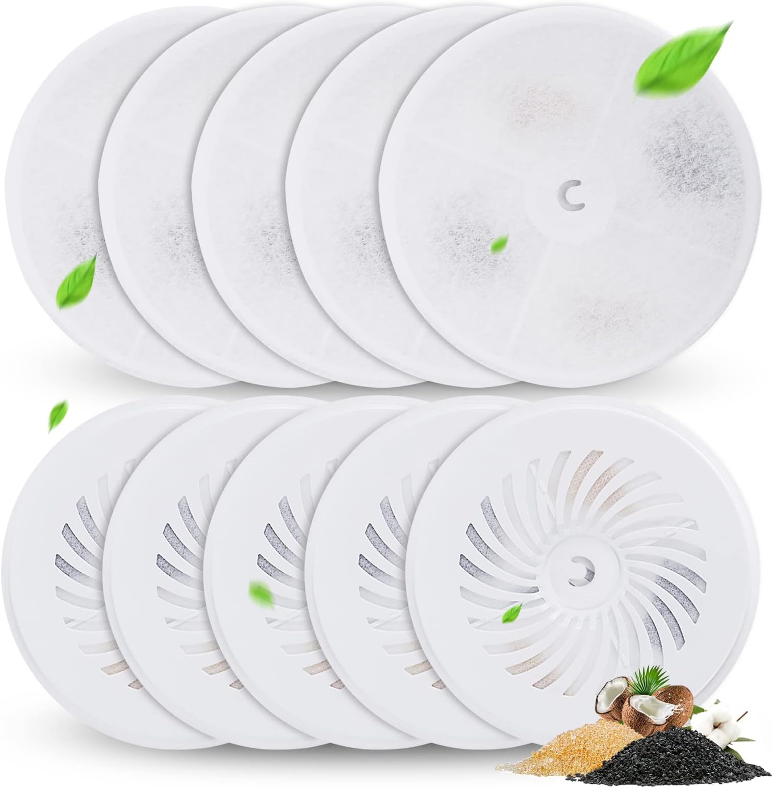10 Pack Replacement Filters Units for 2S, 3, 3Pro, Solo Black Green Orange, SE Pet Fountain, GISOFIK Cat Water Fountain Filters, Upgraded Quadruple Filtration Pet Fountain Filter Replacement