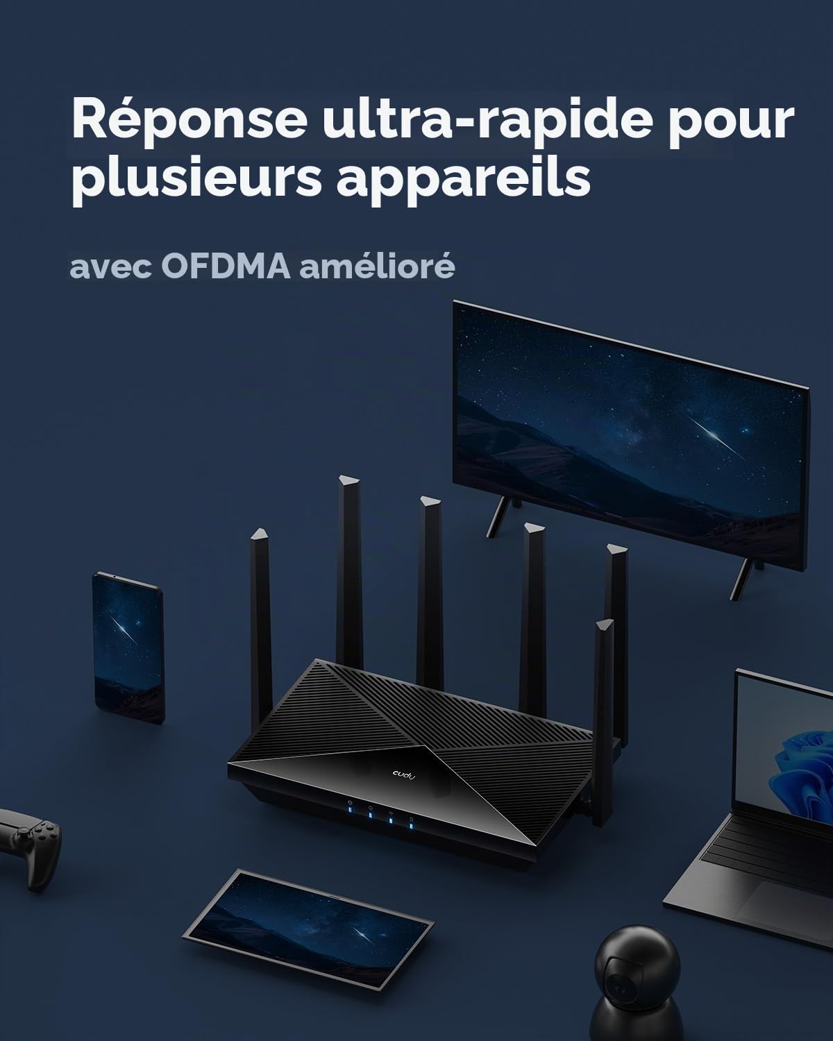 Cudy BE6500 WiFi 7 Dual-Band Router, WAN Porta 2,5G, Client e Server VPN, Controllo Cudy App, CPU Broadcom Quad-Core 2 GHz, WR6500H