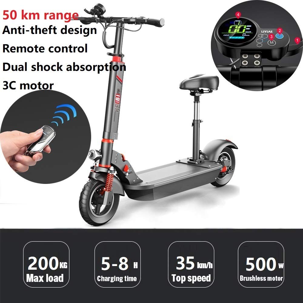 Buy PUKEFNU Electric Scooter 500W 10'' 48V 10AH Folding Electric Scooters Adult 3 Levels of