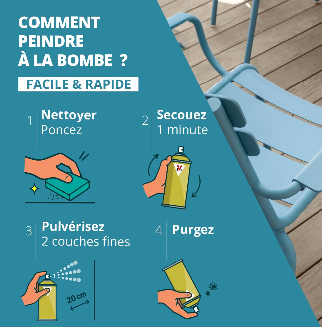 V33 Aérosol Peinture Extérieure Multi-matériaux Antirouille RAL 7016 Anthracite Poudré 400ml