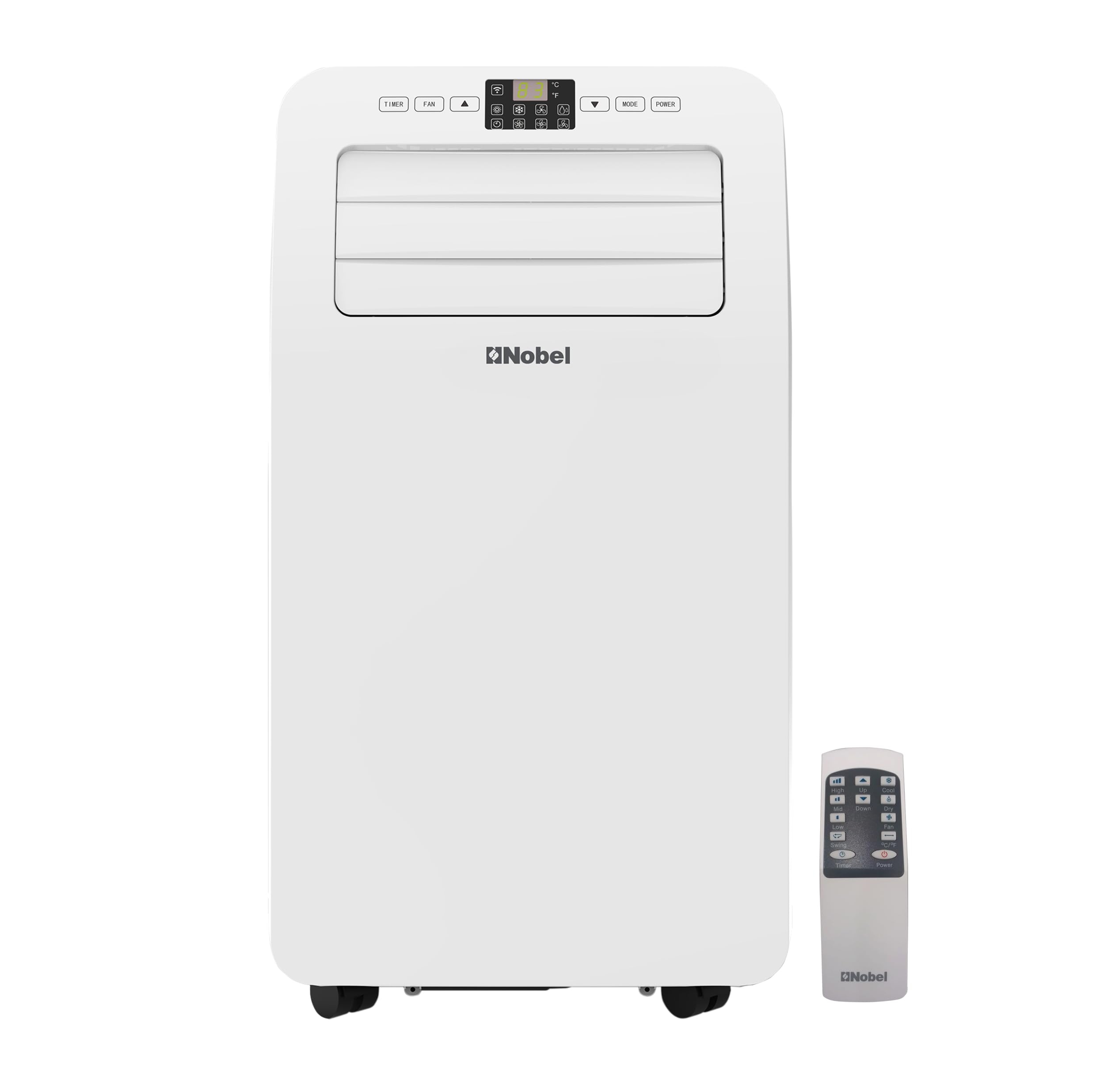 Nobel Portable Air Conditioner 12000 BTU, Auto Swing, Low Noise, 24 Hour Timer, Remote Control, Rotary Compressor, R410A Refregrent, LED Display, 360 m3/h Air Flow Volume NPAC12C White