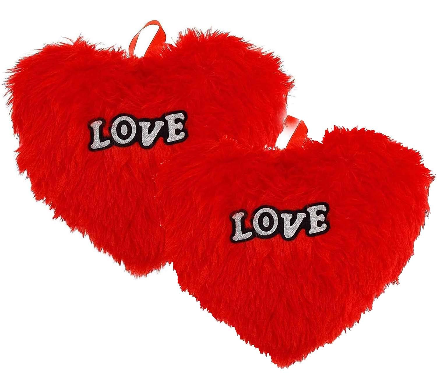 Valentine Special Huggable Love Heart Shape Soft Plush Stuffed Cushion Pillow Toy in Red Color