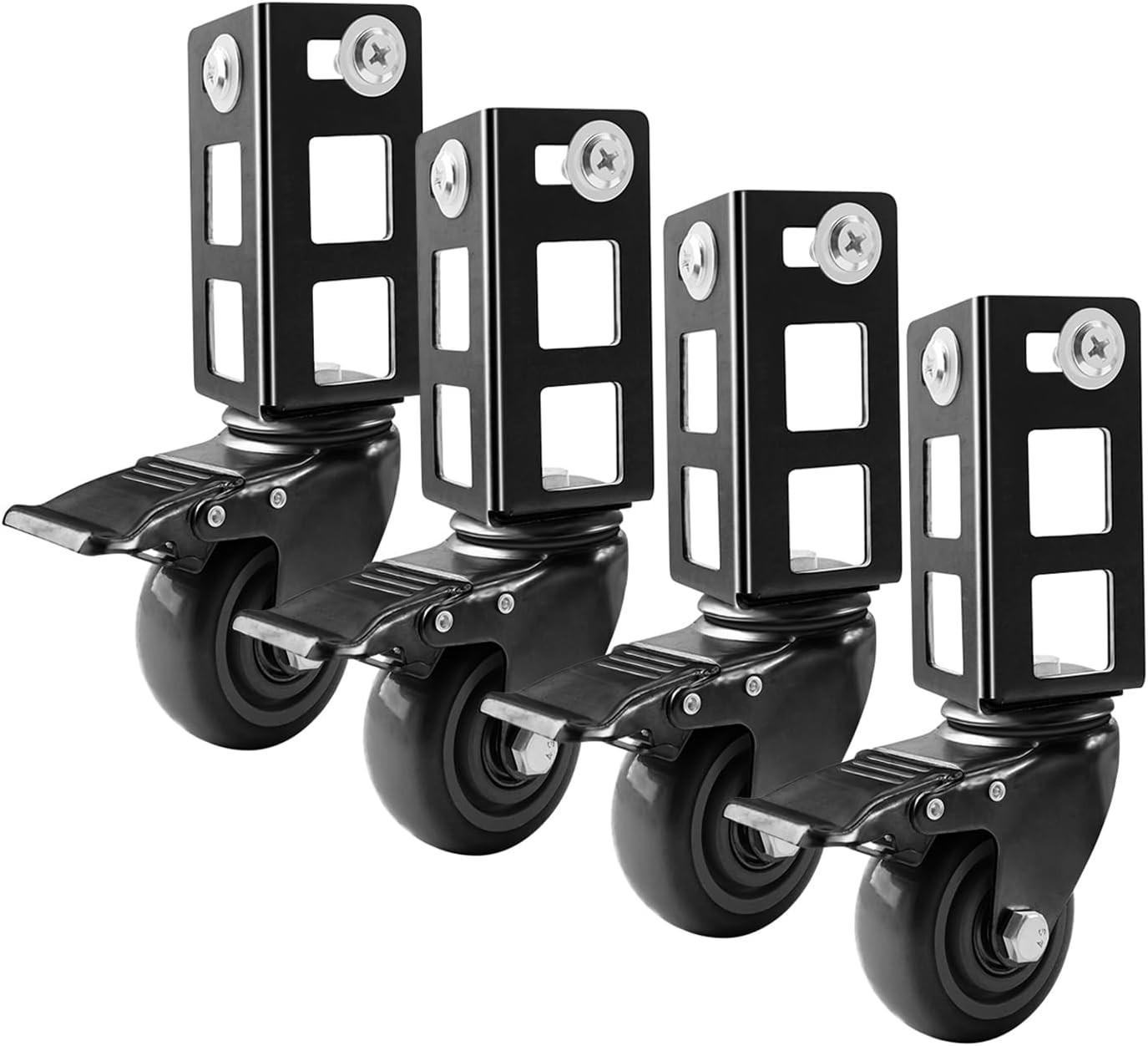 4PCS Storage Rack Caster Wheels,3" Heavy Duty Locking Caster Wheels Warehouse Shelf & Storage Racks Accessories,Fit for Boltless Self Locking Shelving Racks,500LB Capacity
