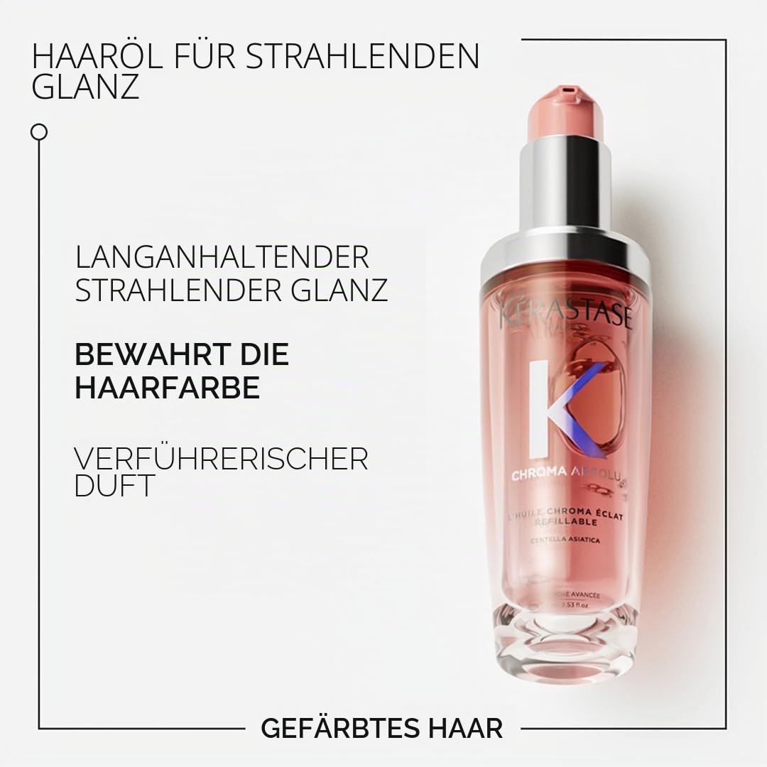 Kérastase Chroma Absolu l’Huile Cicagloss, Aufbauendes Pflege-Öl für coloriertes Haar, Farbe und Glanz verstärkende Haarpflege bei gefärbtem Haar, Nachfüllbarer Flakon, 75 ml