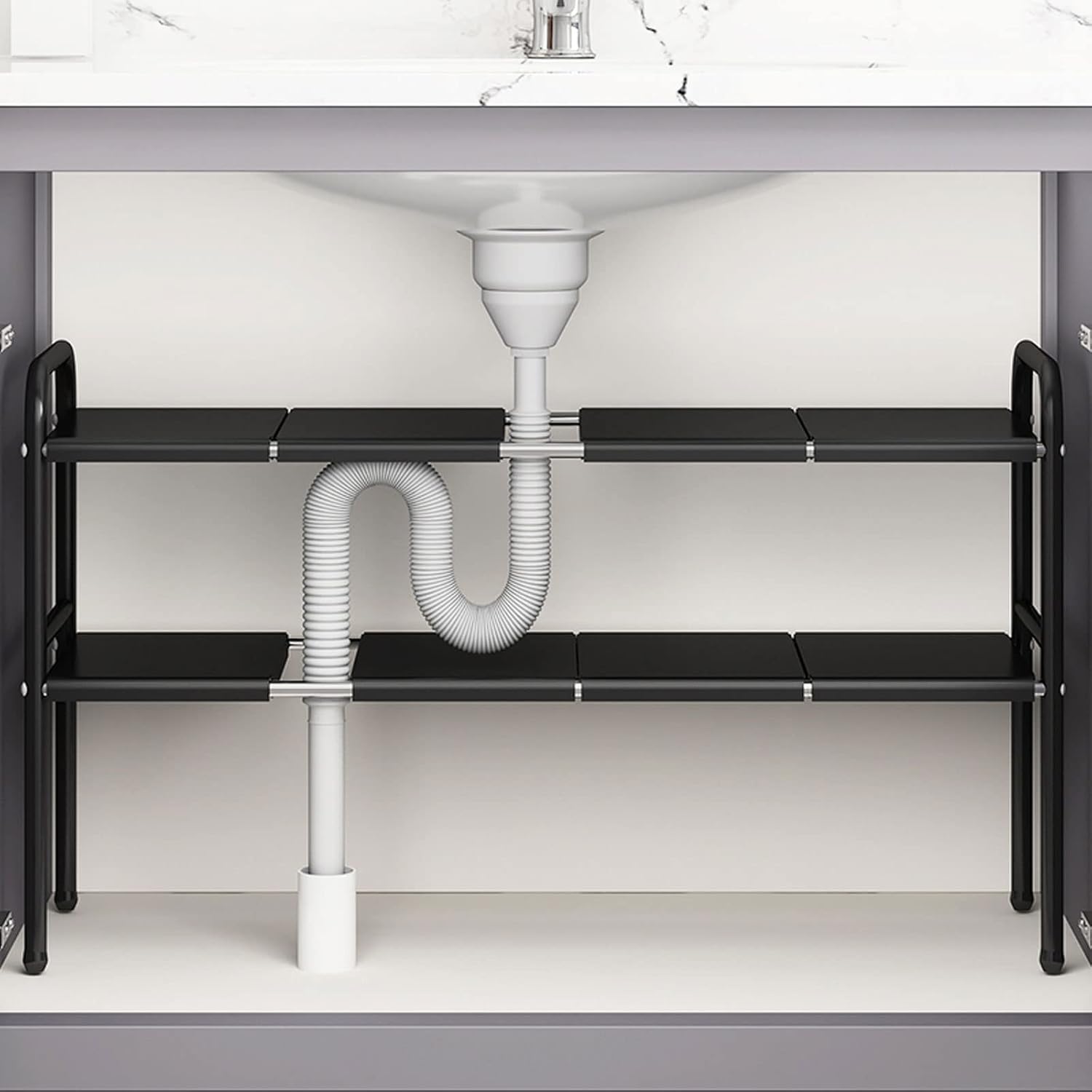 Under Sink Storage Shelf Under Sink Kitchen Caddy Rack Organiser Adjustable Extendable Removable Storage Tidy Shelf Unit Multi