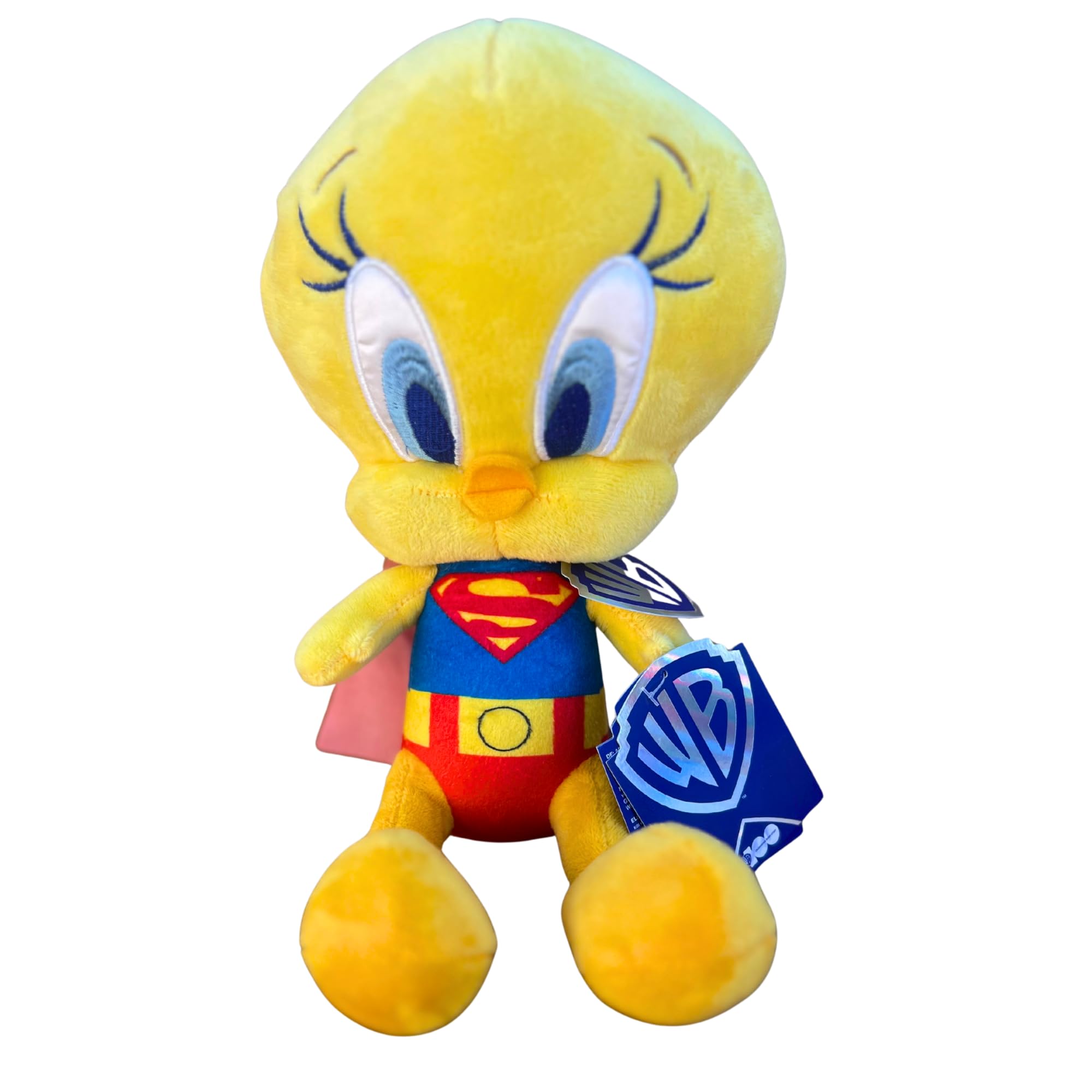 Mattel Looney Tunes x DC 100th Anniversary Large Super Soft Embroidered Gift Quality 12" 30cm Plush - (Tweety Pie - Super Girl)