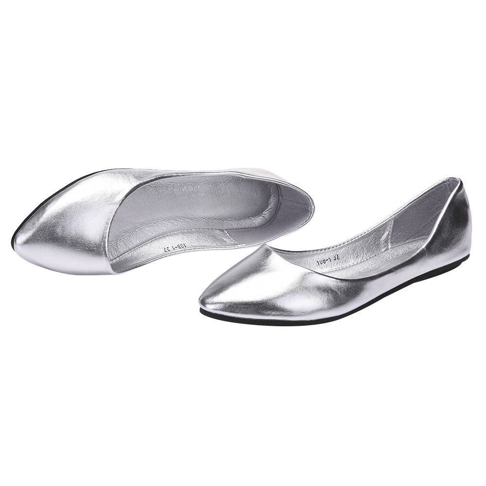 ANUFER Donna Ballerine Punta Pelle Microfibra Senza Allacciatura Piatto Vestito Pumps Scarpe