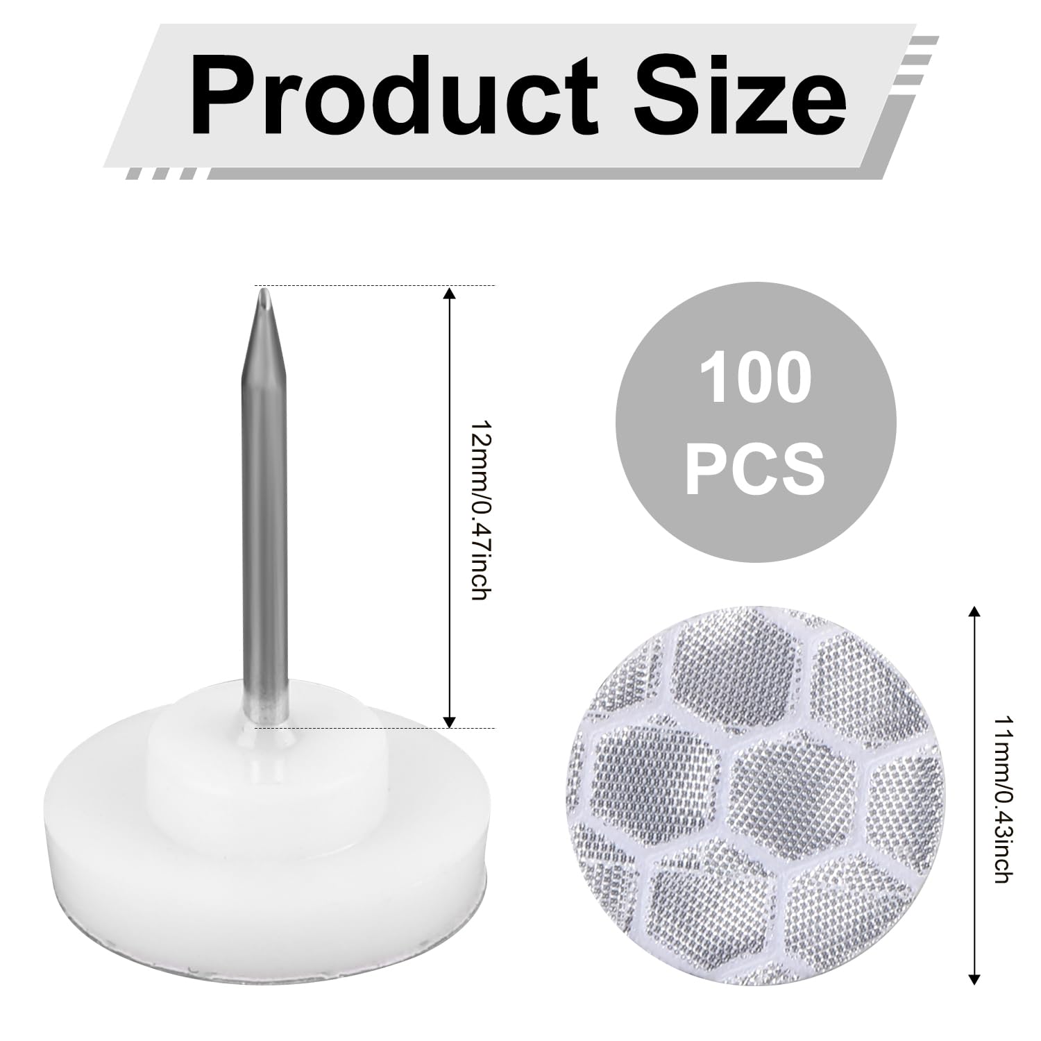 XIHIRCD 100pz Puntine Riflettenti per la Marcatura dei Sentieri, Confezione in Scatola Puntine Riflettenti per Sentieri Puntine Disegno Puntine Fosforescenti per Caccia Campeggio
